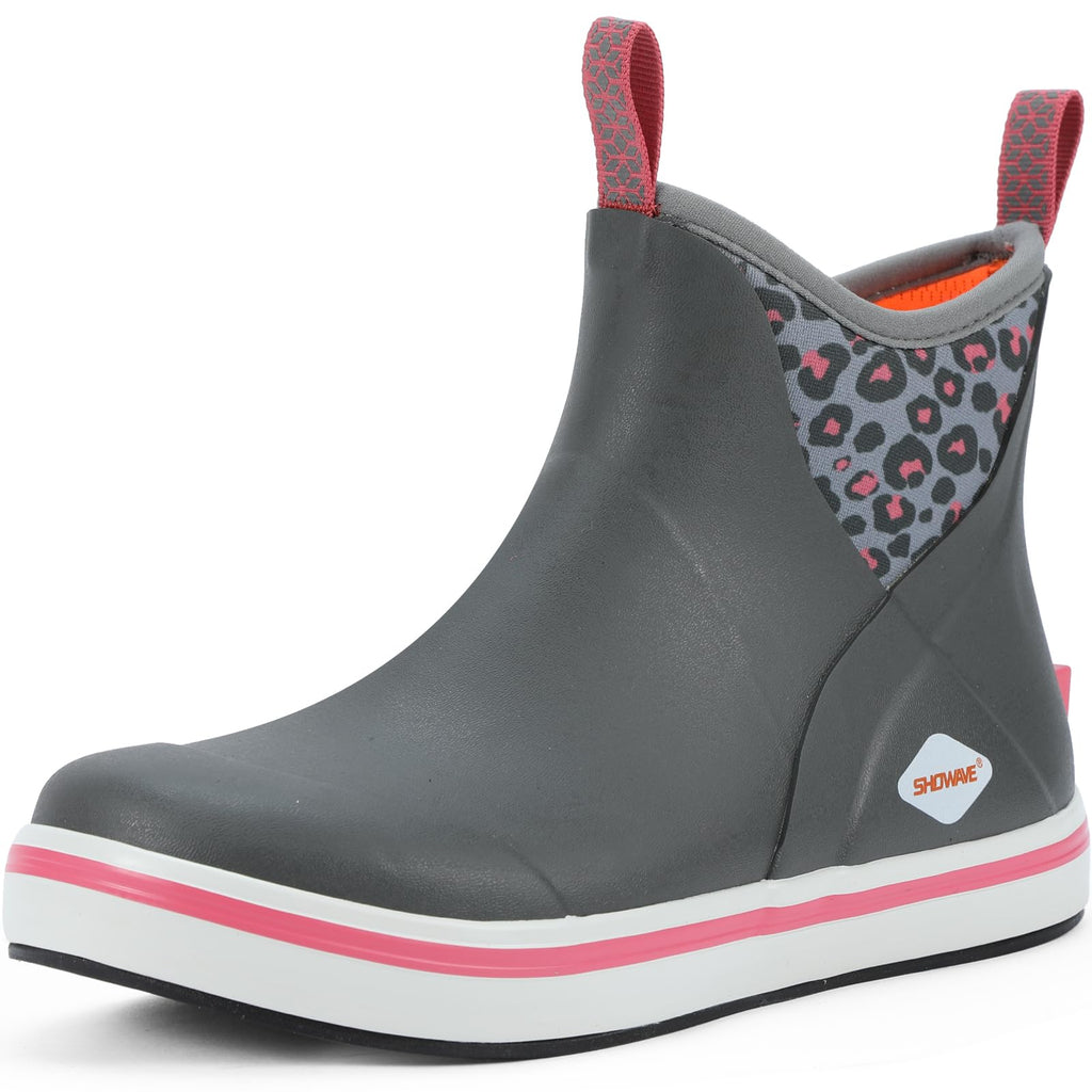 Showave Kid's Deck Boots Waterproof Ankle Rain Boots for Boys Girls Insulated Neoprene Rubber Boots Non-slip Child Rain Shoes