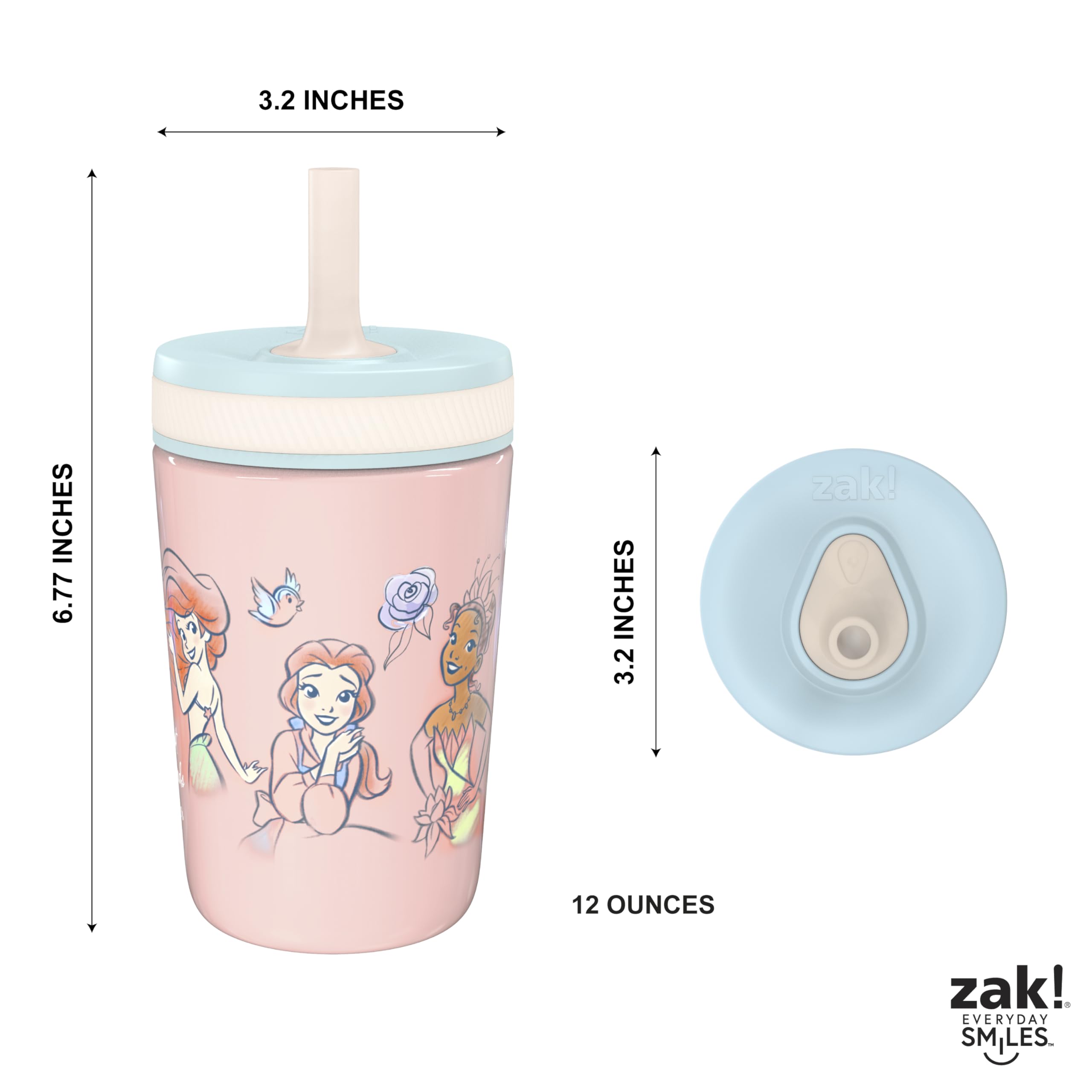 Zak Designs Disney Kelso Toddler Cups For Travel or At Home, 12oz Vacuum Insulated Stainless Steel Sippy Cup With Leak-Proof Design is Perfect For Kids (Mickey Mouse)