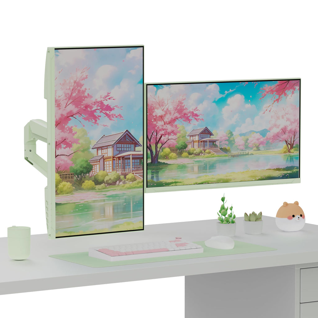 Pixio PS1S Wave Pink Single Monitor Arm Stand Desk Mount - Fits up to 32 inches Monitors and up to 19.8lbs. VESA Compatibility and Integrated Cable Management