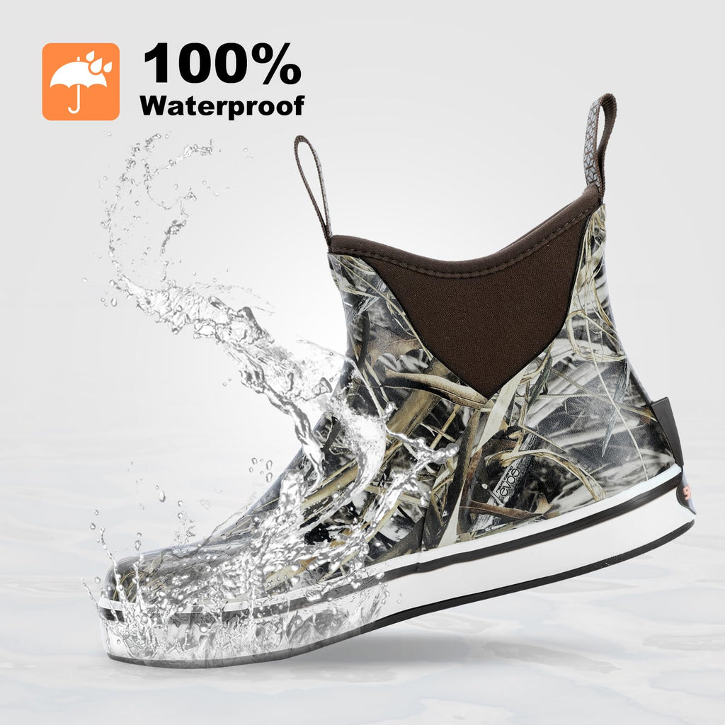 Showave Kid's Deck Boots Waterproof Ankle Rain Boots for Boys Girls Insulated Neoprene Rubber Boots Non-slip Child Rain Shoes