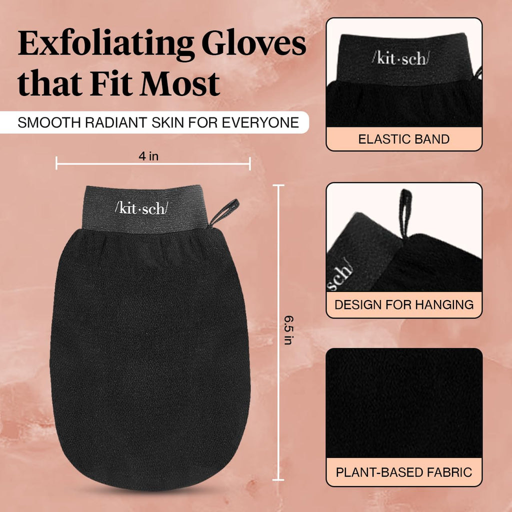Kitsch Exfoliating Glove 1pc – Korean Exfoliating Mitt & Deep Exfoliating Body Scrubber for Shower, Bath | Body Exfoliator Glove, Dead Skin Remover | Skin Care for Smooth Skin - Leopard