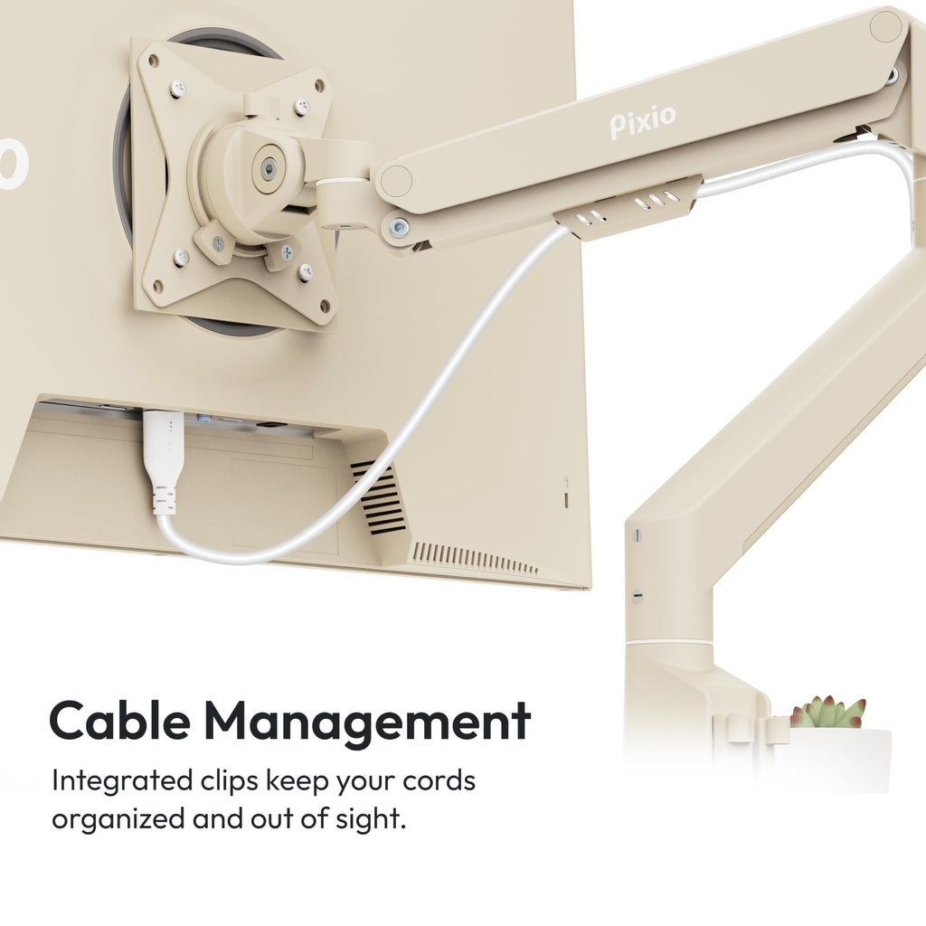 Pixio PS1S Wave Pink Single Monitor Arm Stand Desk Mount - Fits up to 32 inches Monitors and up to 19.8lbs. VESA Compatibility and Integrated Cable Management