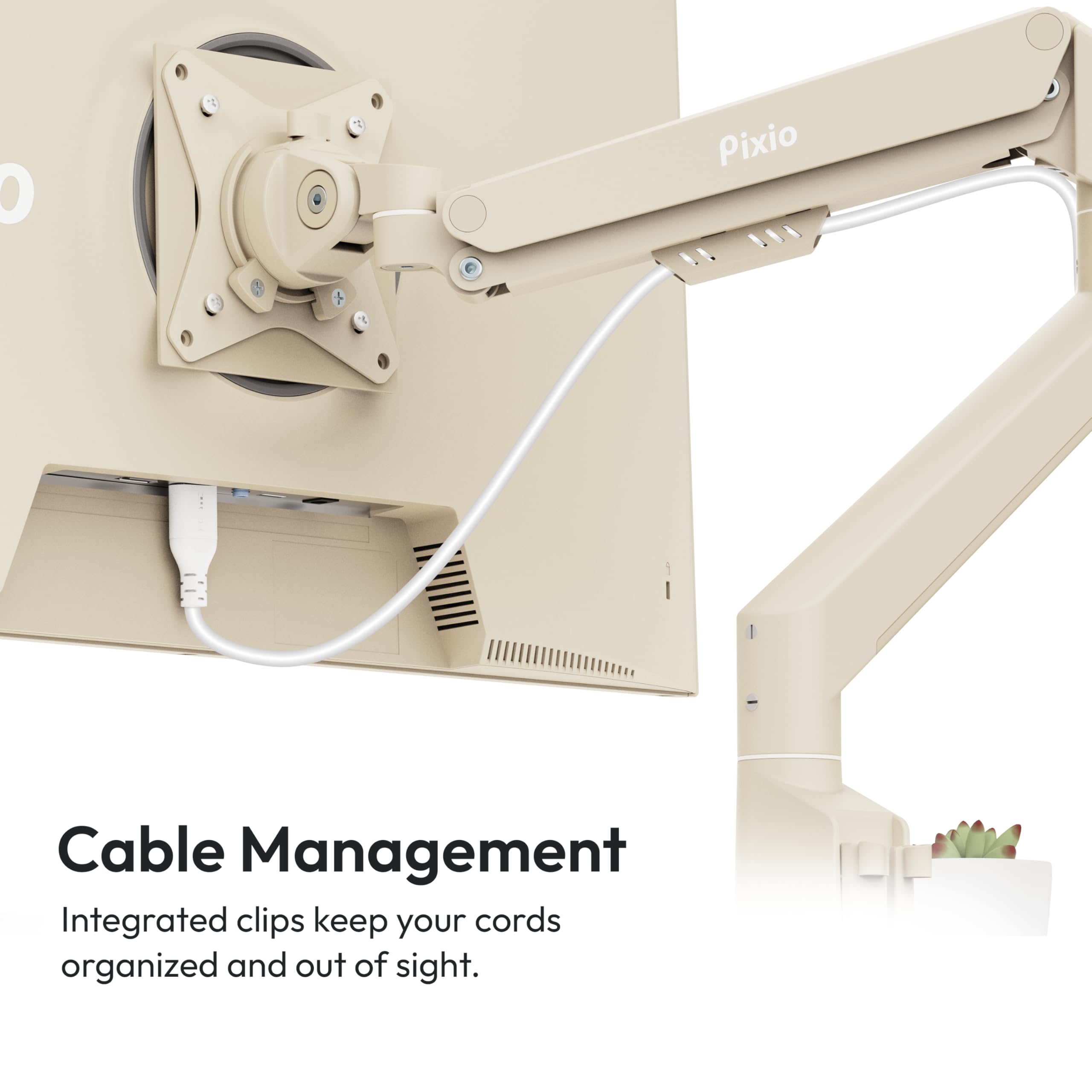 Pixio PS1S Wave Pink Single Monitor Arm Stand Desk Mount - Fits up to 32 inches Monitors and up to 19.8lbs. VESA Compatibility and Integrated Cable Management