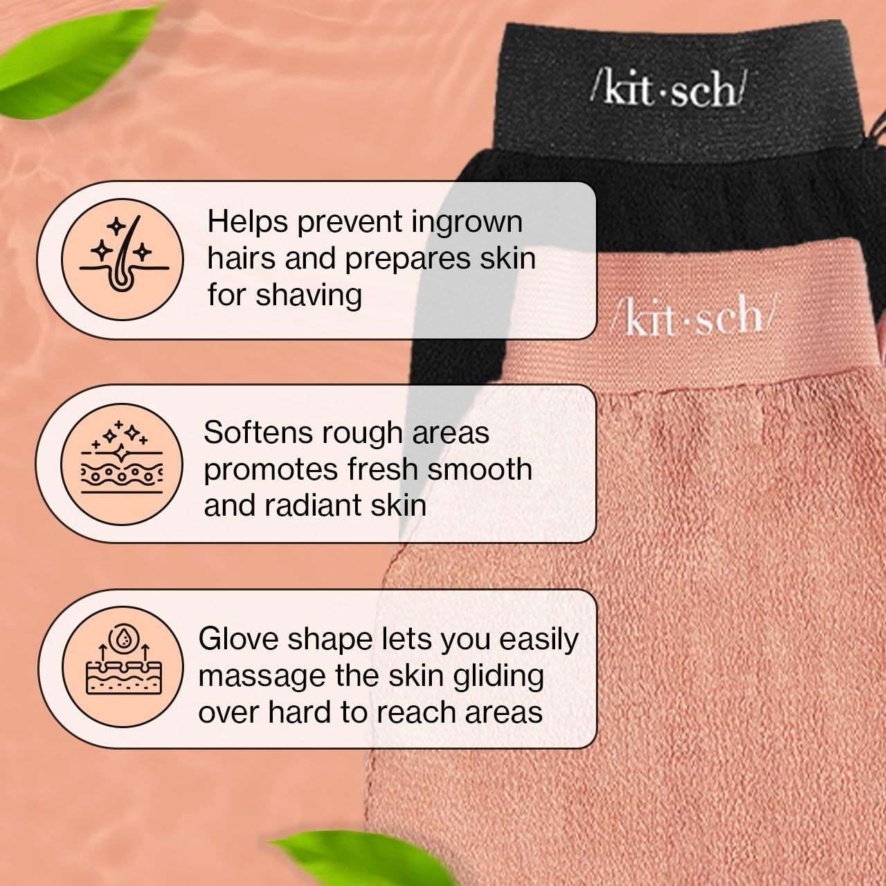 Kitsch Exfoliating Glove 1pc – Korean Exfoliating Mitt & Deep Exfoliating Body Scrubber for Shower, Bath | Body Exfoliator Glove, Dead Skin Remover | Skin Care for Smooth Skin - Leopard