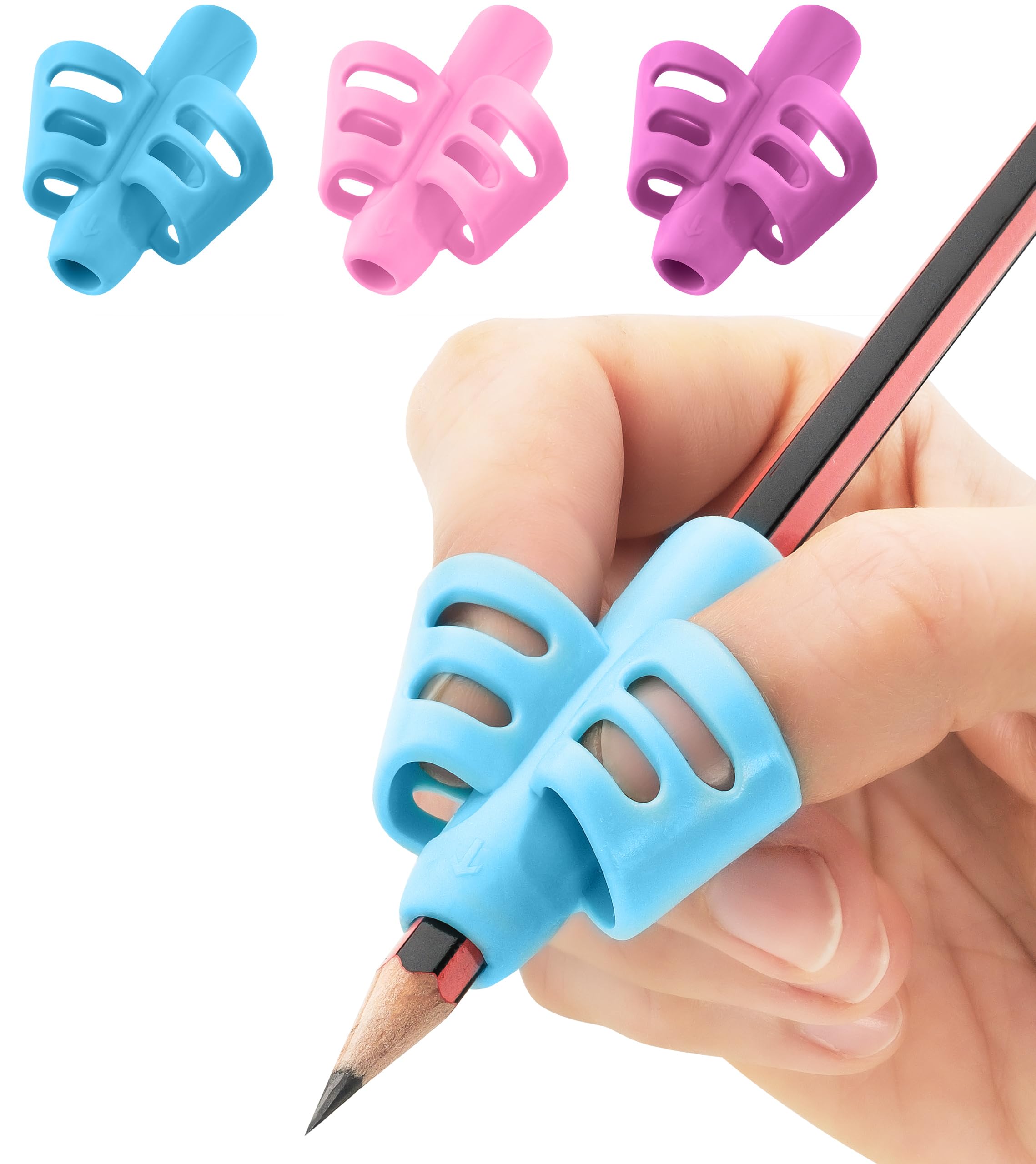 Stylo 6 Pack Pencil Grips for Kids Handwriting - Ergonomic Pencil Grippers for Toddlers Ages 2-5, Preschool & Kindergarten - Left Handed & Right Hand Writing Tools - Occupational Therapy Grip