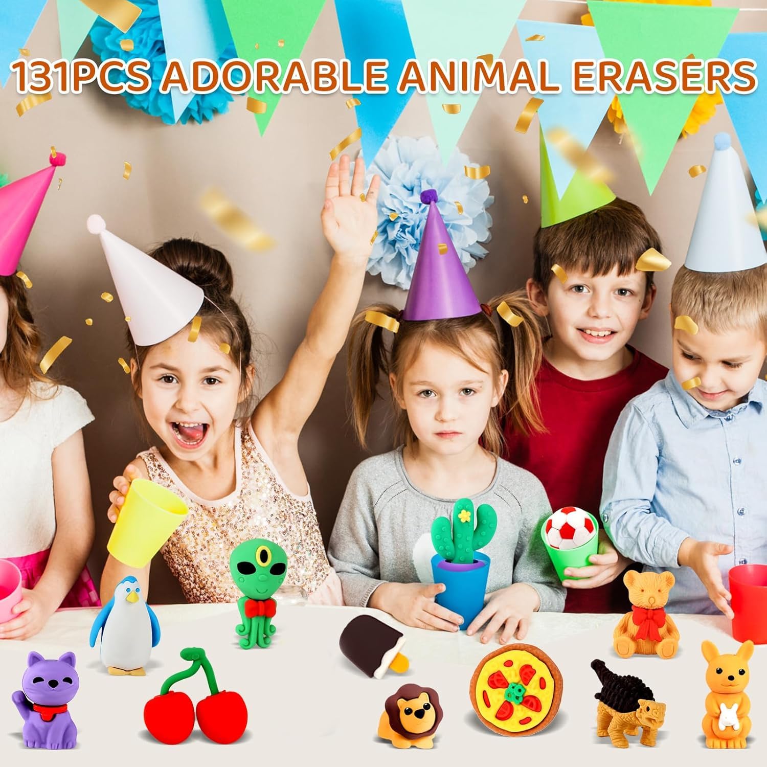 60Pcs Animal Erasers Desk Pets for Kids Animal Pencil Erasers Bulk Puzzle Eraser Toys Gifts for Classroom Prizes,Game Reward,Treasure Box,Easter Egg Fillers,Goodie Bag Stuffers,Party Favors