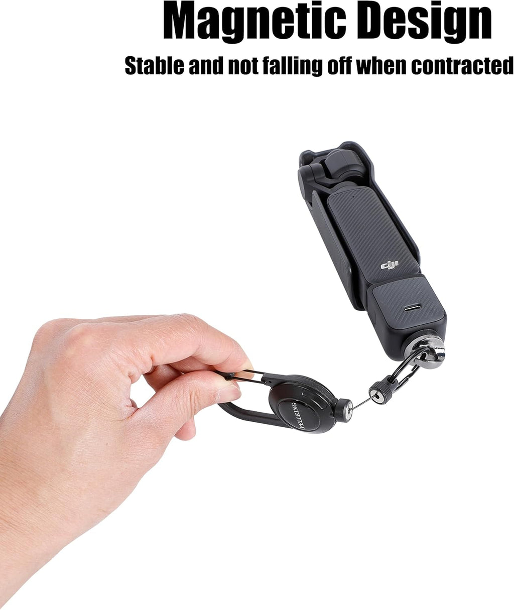 PellKing DJI Osmo Pocket 3 Carabiner Badge Backpack Mount- 60cm Retractable Lanyard, Hands-Free Anti-Loss Security Strap for Outdoor Travel, Easy Access & Auto-Retract