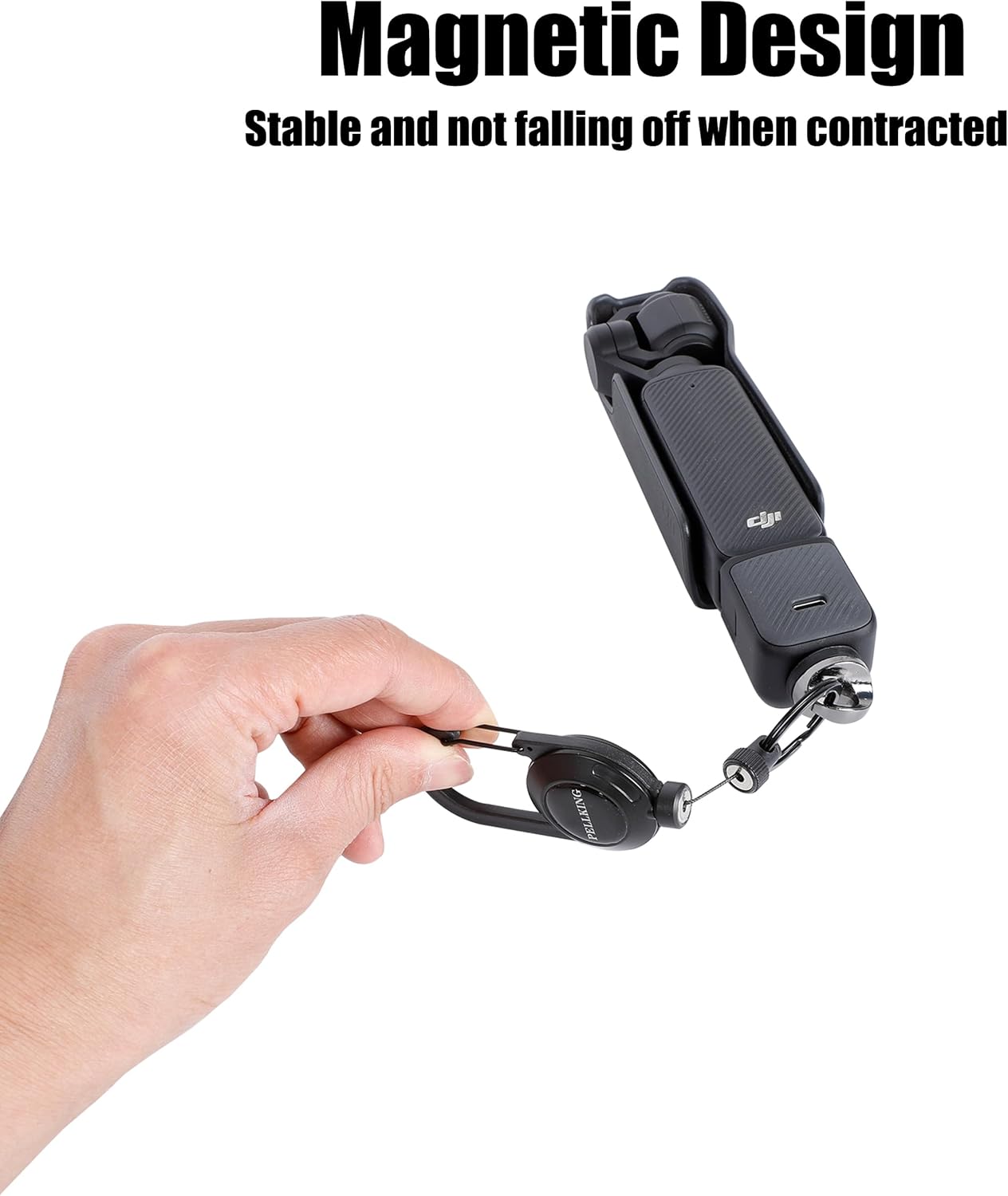 PellKing DJI Osmo Pocket 3 Carabiner Badge Backpack Mount- 60cm Retractable Lanyard, Hands-Free Anti-Loss Security Strap for Outdoor Travel, Easy Access & Auto-Retract