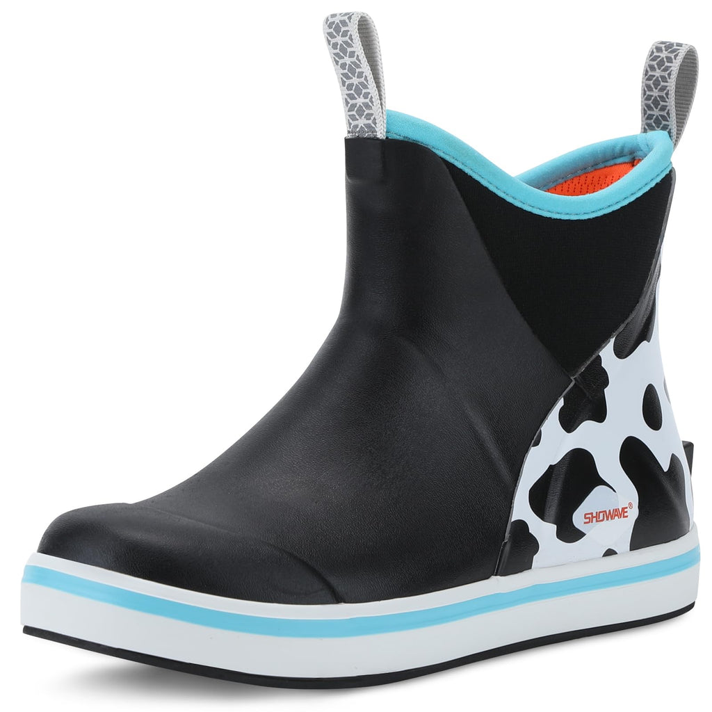 Showave Kid's Deck Boots Waterproof Ankle Rain Boots for Boys Girls Insulated Neoprene Rubber Boots Non-slip Child Rain Shoes