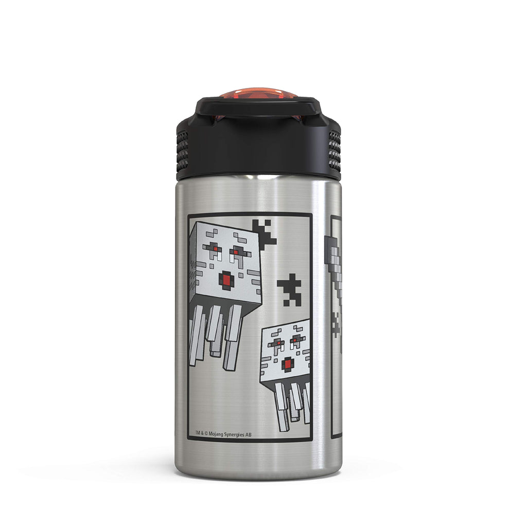 Zak Designs Disney Cars 3 - Stainless Steel Water Bottle with One Hand Operation Action Lid and Built-in Carrying Loop, Kids Water Bottle with Straw Spout is Perfect for Kids (15.5 oz, 18/8)