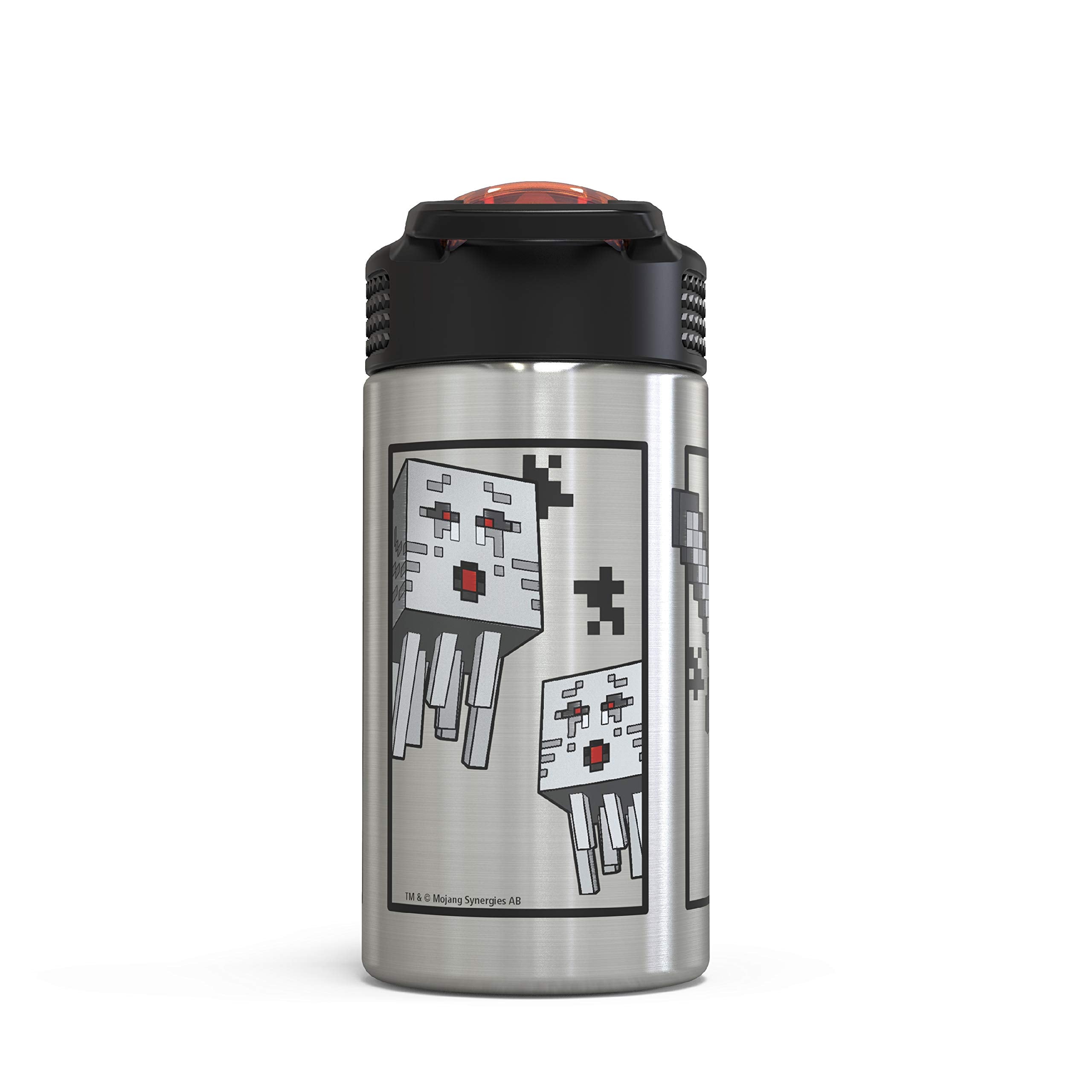 Zak Designs Disney Cars 3 - Stainless Steel Water Bottle with One Hand Operation Action Lid and Built-in Carrying Loop, Kids Water Bottle with Straw Spout is Perfect for Kids (15.5 oz, 18/8)