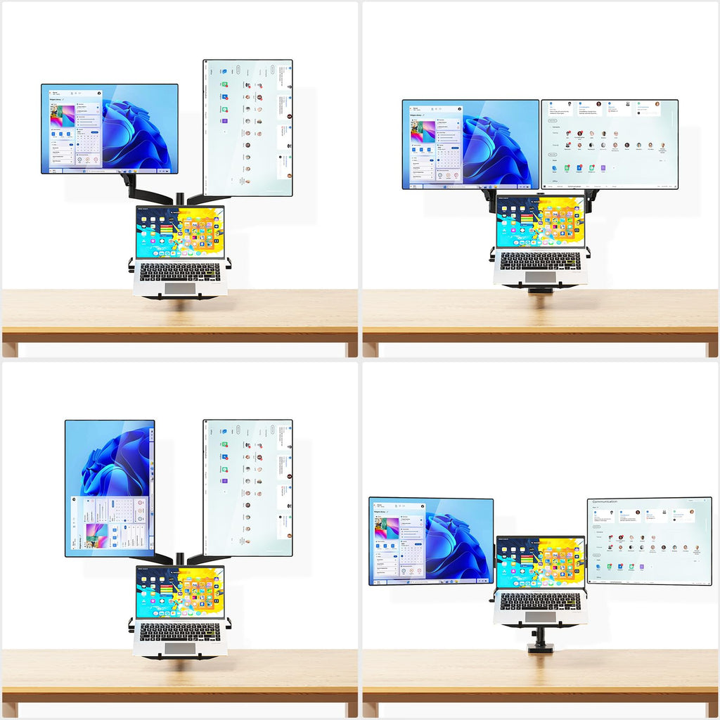 WALI Single Arm Laptop and Monitor Desk Mount for 17" Notebook and Single Screen, 2-in-1 Adjustable Gas Spring Monitor Arm with Laptop Tray, VESA 75x75 100x100,Holds 22-26.4 lbs, Black (GSMP001NLP)