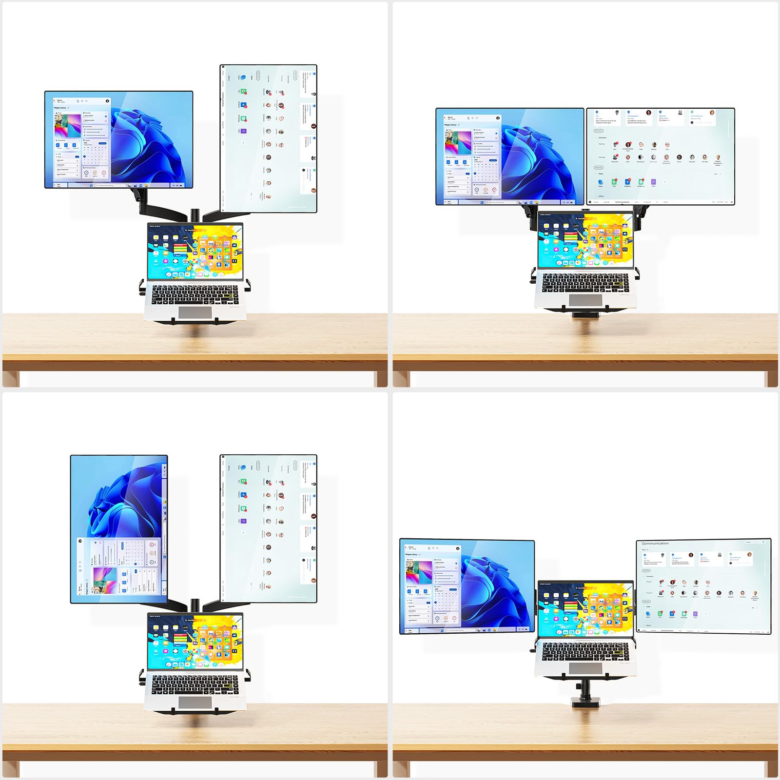 WALI Single Arm Laptop and Monitor Desk Mount for 17" Notebook and Single Screen, 2-in-1 Adjustable Gas Spring Monitor Arm with Laptop Tray, VESA 75x75 100x100,Holds 22-26.4 lbs, Black (GSMP001NLP)