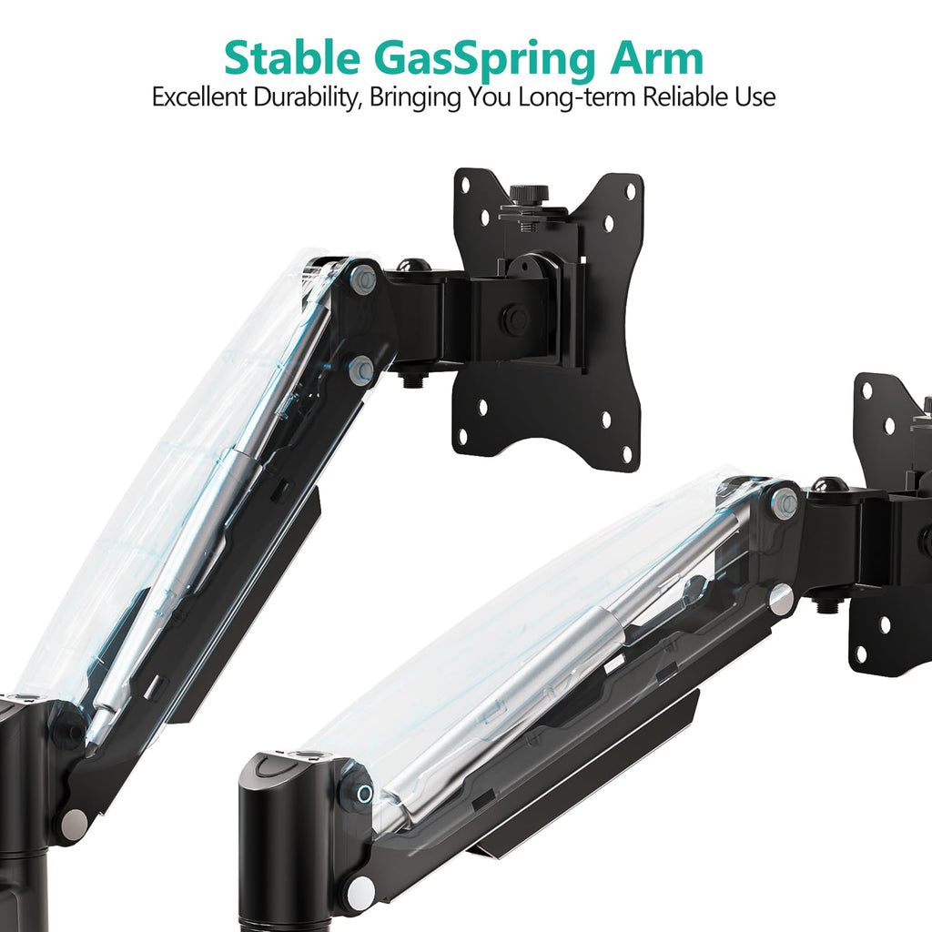 WALI Single Arm Laptop and Monitor Desk Mount for 17" Notebook and Single Screen, 2-in-1 Adjustable Gas Spring Monitor Arm with Laptop Tray, VESA 75x75 100x100,Holds 22-26.4 lbs, Black (GSMP001NLP)