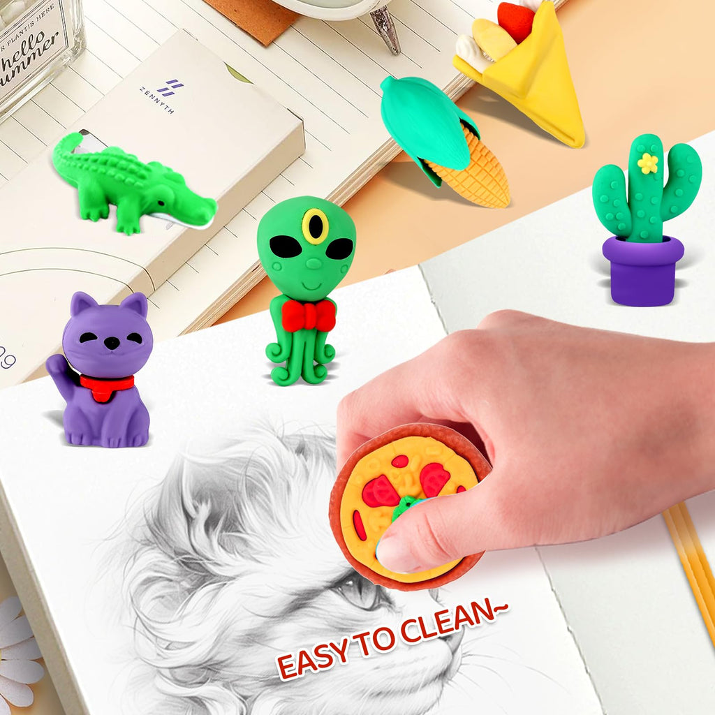 60Pcs Animal Erasers Desk Pets for Kids Animal Pencil Erasers Bulk Puzzle Eraser Toys Gifts for Classroom Prizes,Game Reward,Treasure Box,Easter Egg Fillers,Goodie Bag Stuffers,Party Favors