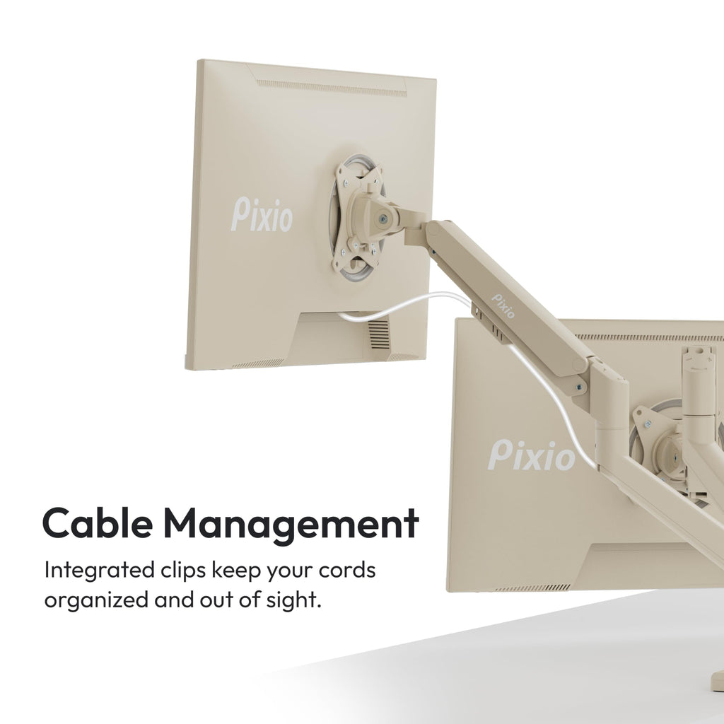 Pixio PS1S Wave Pink Single Monitor Arm Stand Desk Mount - Fits up to 32 inches Monitors and up to 19.8lbs. VESA Compatibility and Integrated Cable Management