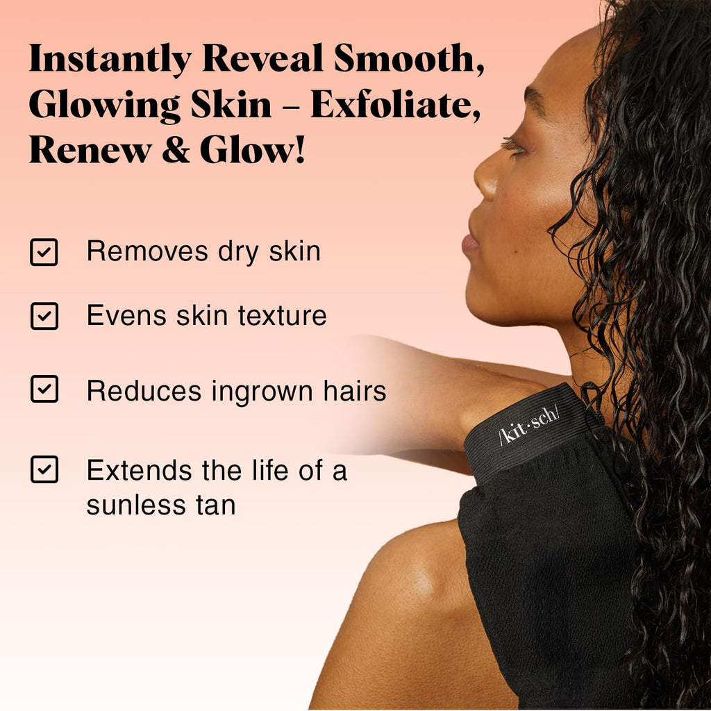 Kitsch Exfoliating Glove 1pc – Korean Exfoliating Mitt & Deep Exfoliating Body Scrubber for Shower, Bath | Body Exfoliator Glove, Dead Skin Remover | Skin Care for Smooth Skin - Leopard