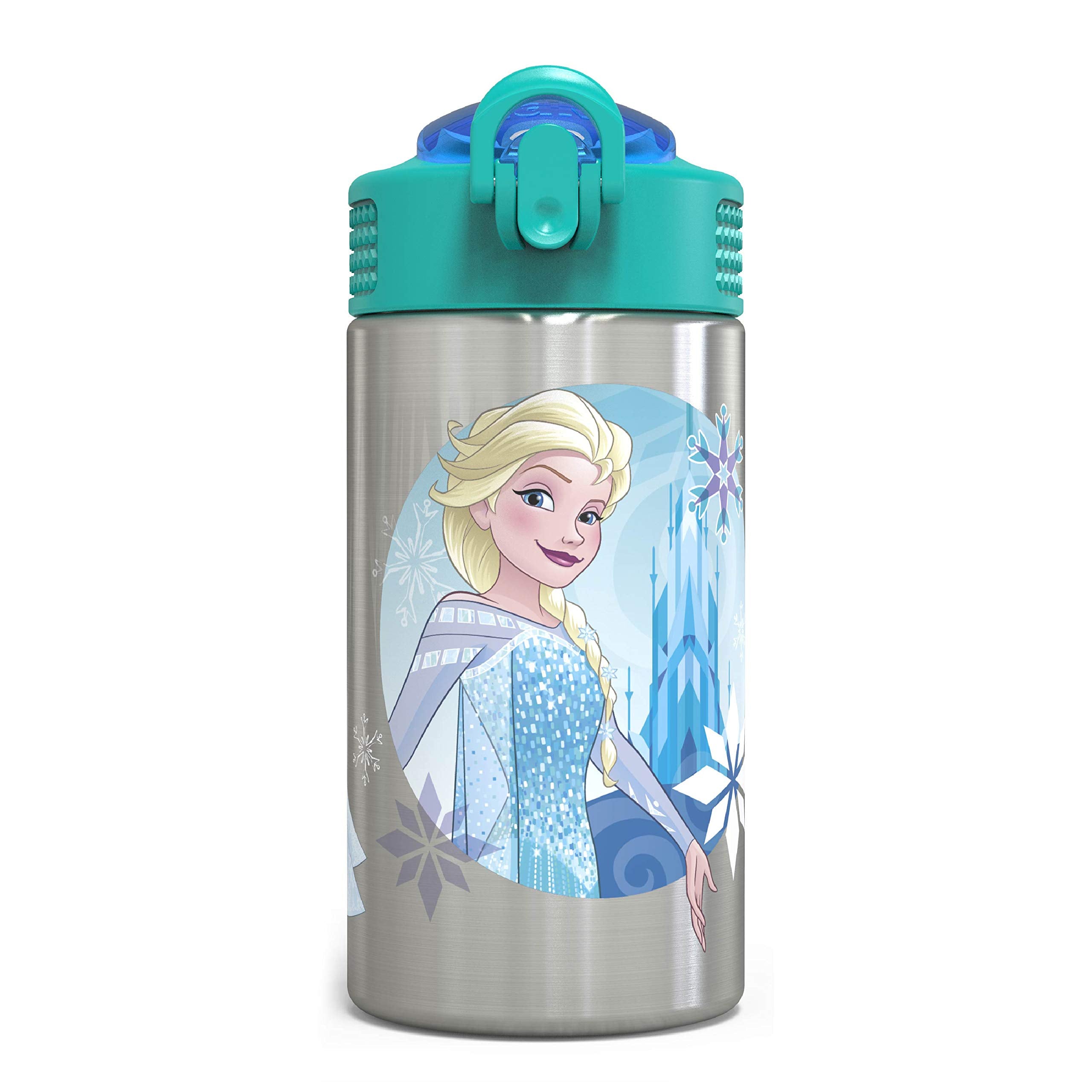 Zak Designs Disney Cars 3 - Stainless Steel Water Bottle with One Hand Operation Action Lid and Built-in Carrying Loop, Kids Water Bottle with Straw Spout is Perfect for Kids (15.5 oz, 18/8)