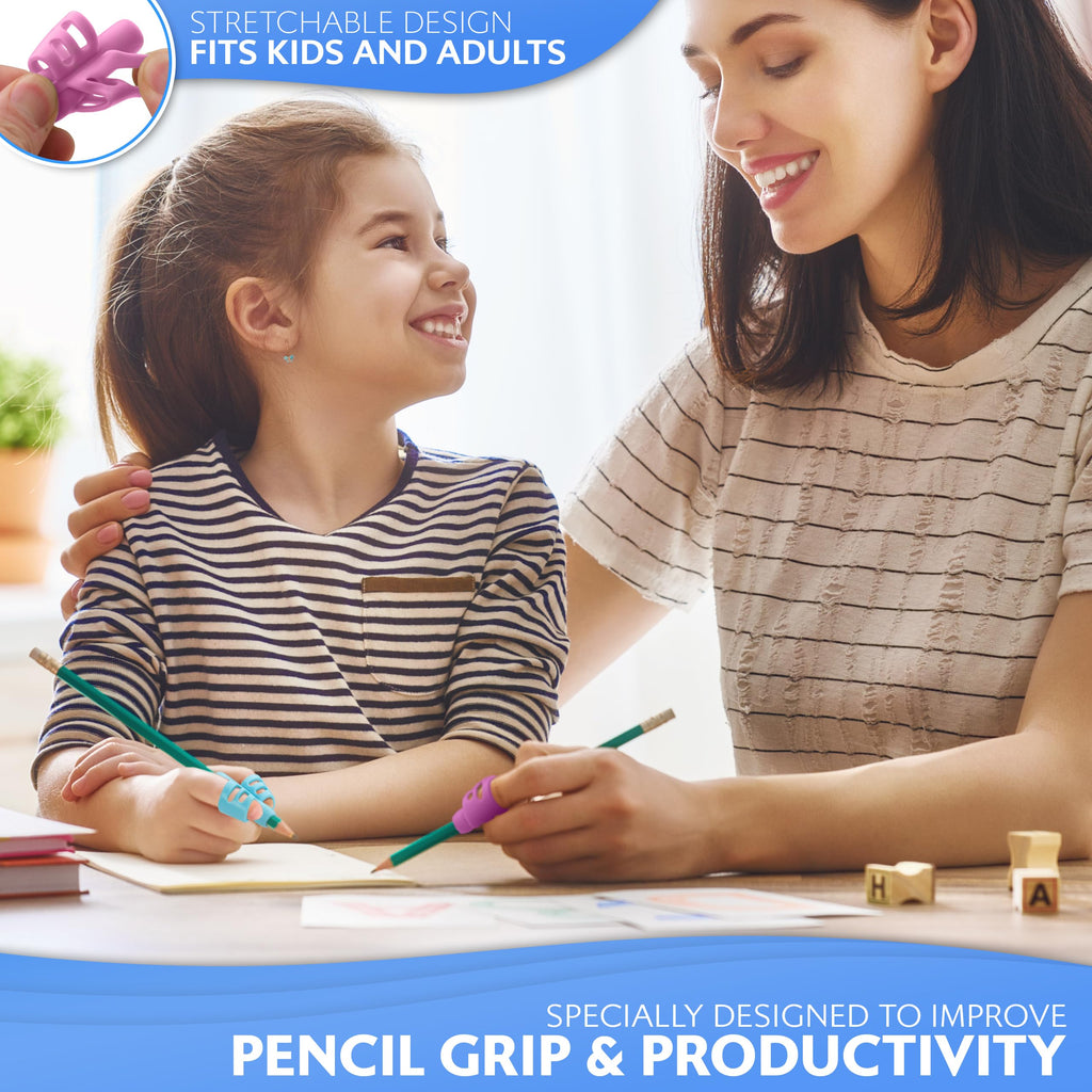Stylo 6 Pack Pencil Grips for Kids Handwriting - Ergonomic Pencil Grippers for Toddlers Ages 2-5, Preschool & Kindergarten - Left Handed & Right Hand Writing Tools - Occupational Therapy Grip