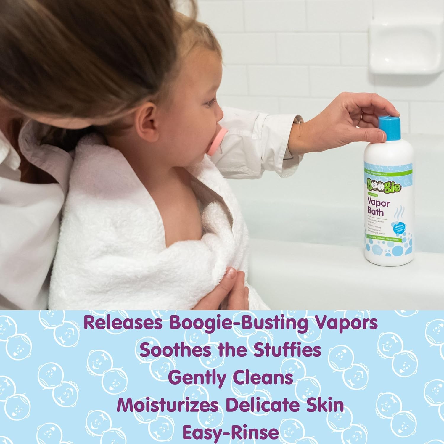 Boogie Kids Botanical Bubble Bath, Soothing Vapor, Made with Natural Essential Oils, Mint Eucalyptus, 18 oz (Pack of 1)