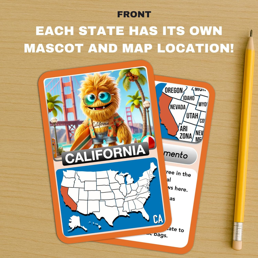States Explorer – USA State Flashcards for Kids Ages 6+ | 50 United States Cards with Fun Facts, Capitals, Maps & Characters | Educational Geography Game | Perfect for Homeschool, Classroom & Travel