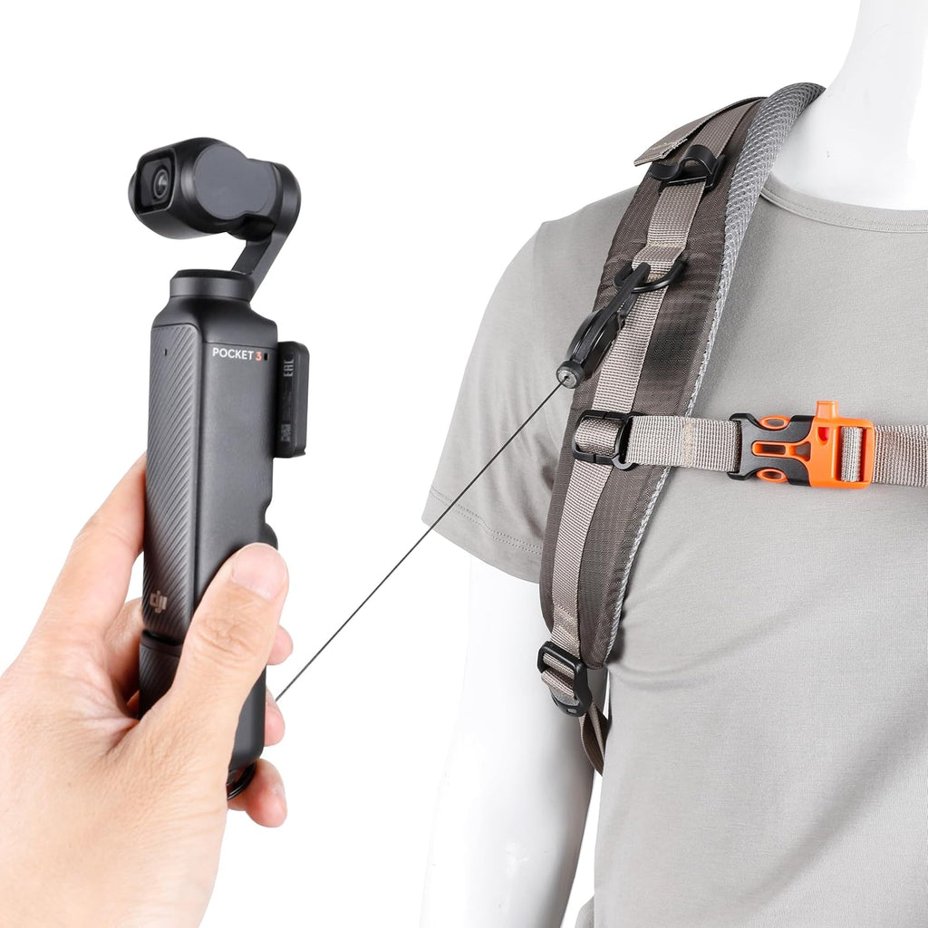 PellKing DJI Osmo Pocket 3 Carabiner Badge Backpack Mount- 60cm Retractable Lanyard, Hands-Free Anti-Loss Security Strap for Outdoor Travel, Easy Access & Auto-Retract