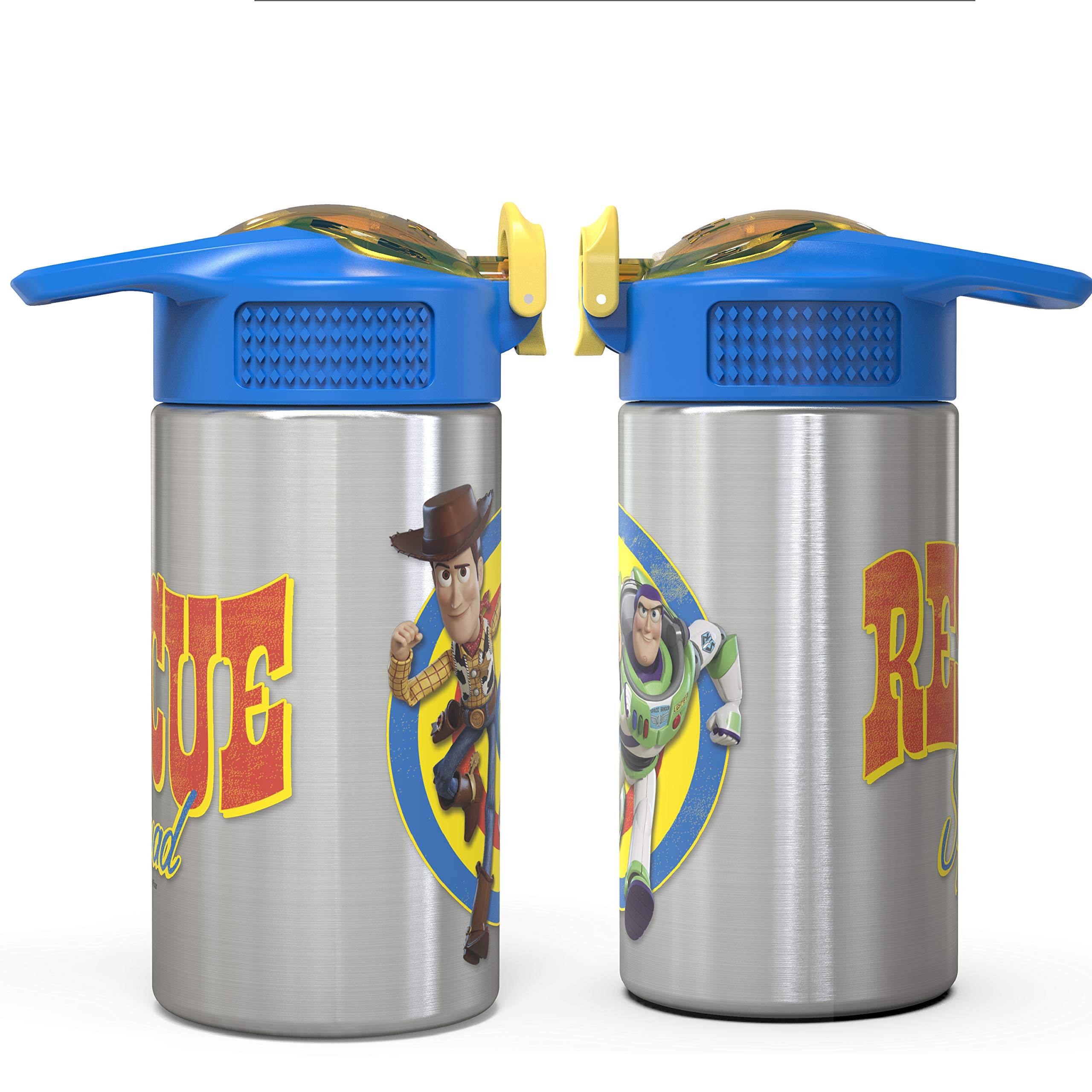 Zak Designs Disney Cars 3 - Stainless Steel Water Bottle with One Hand Operation Action Lid and Built-in Carrying Loop, Kids Water Bottle with Straw Spout is Perfect for Kids (15.5 oz, 18/8)