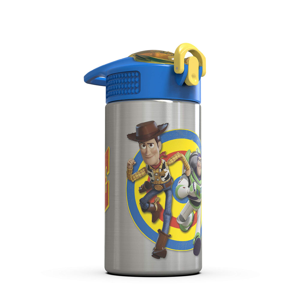 Zak Designs Disney Cars 3 - Stainless Steel Water Bottle with One Hand Operation Action Lid and Built-in Carrying Loop, Kids Water Bottle with Straw Spout is Perfect for Kids (15.5 oz, 18/8)