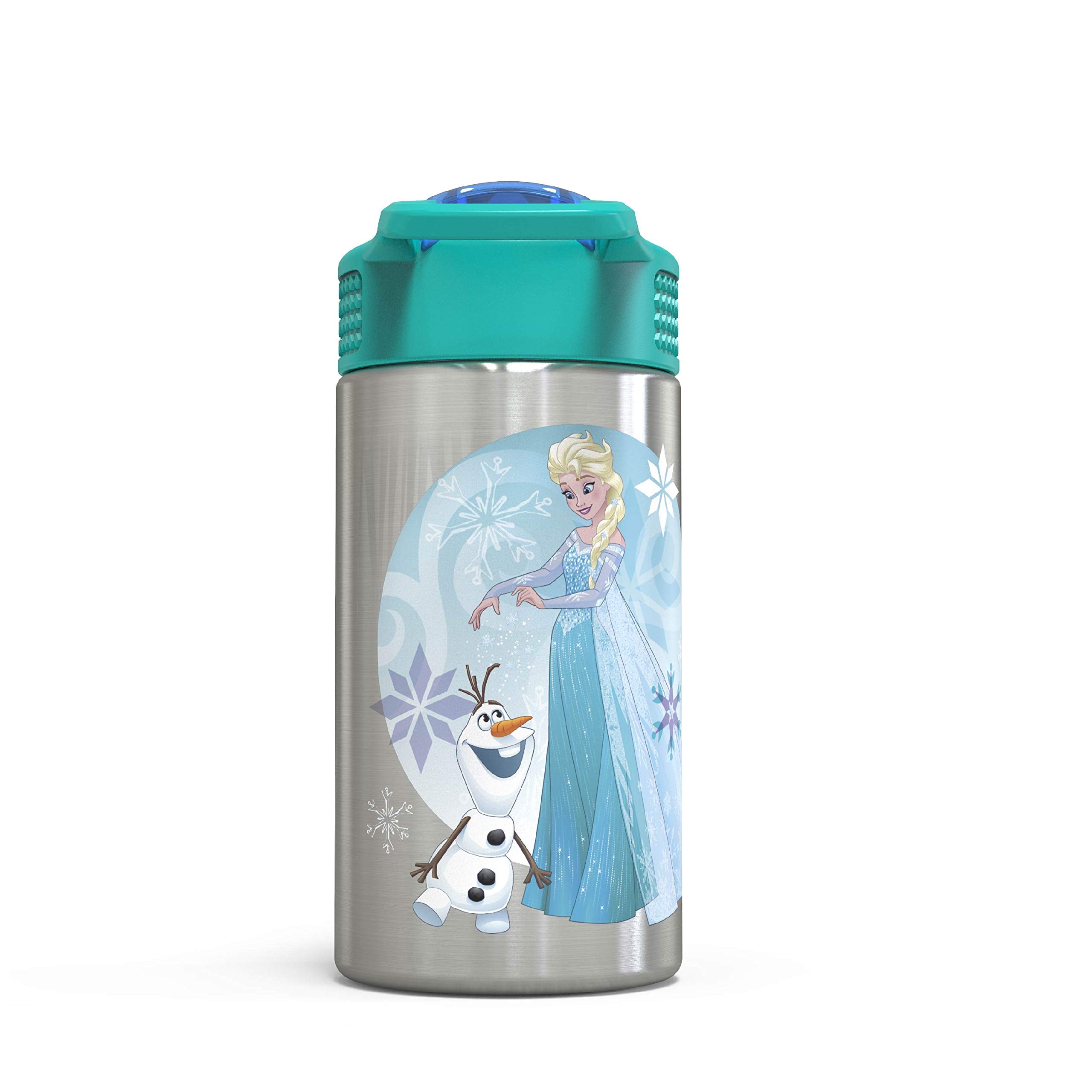Zak Designs Disney Cars 3 - Stainless Steel Water Bottle with One Hand Operation Action Lid and Built-in Carrying Loop, Kids Water Bottle with Straw Spout is Perfect for Kids (15.5 oz, 18/8)