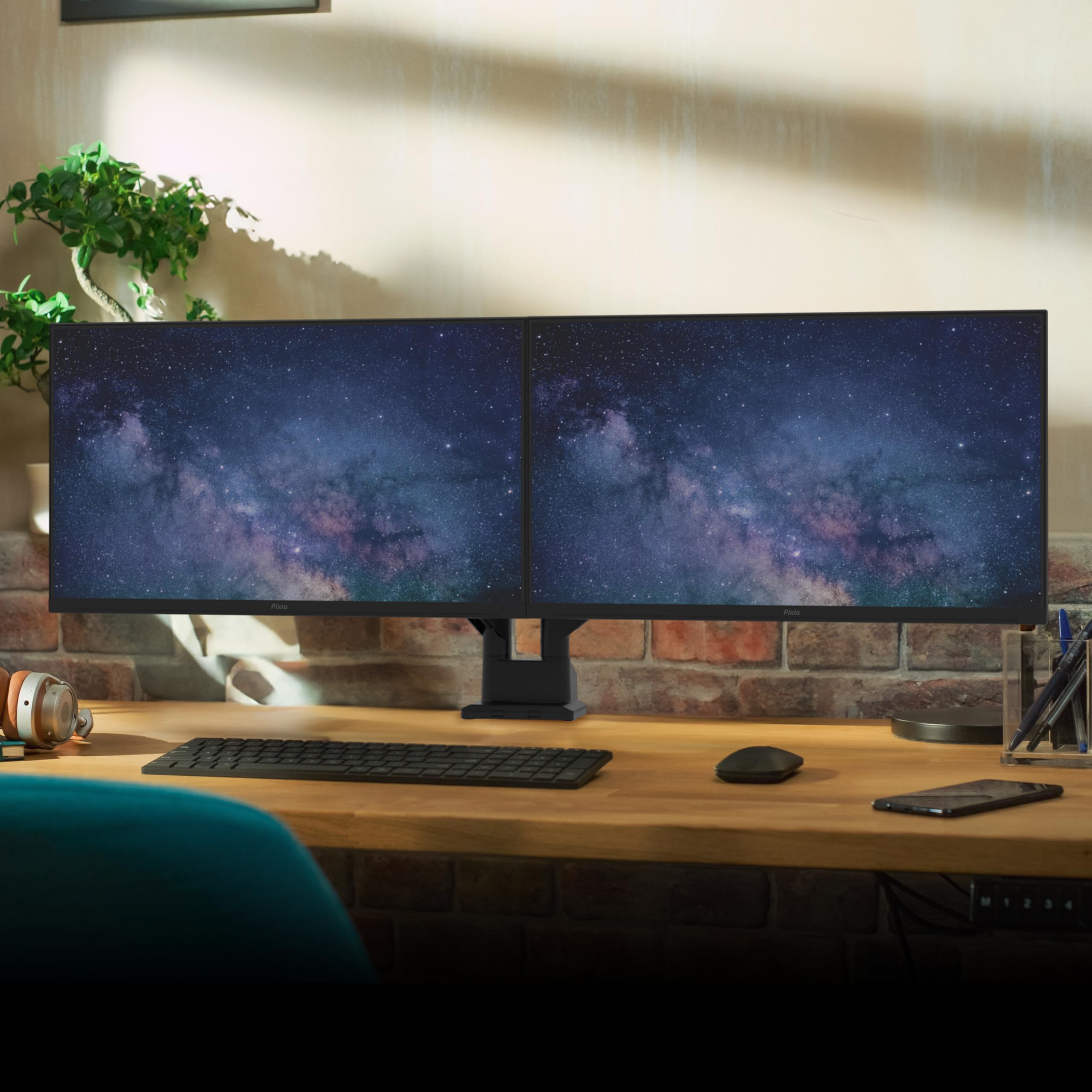 Pixio PS1S Wave Pink Single Monitor Arm Stand Desk Mount - Fits up to 32 inches Monitors and up to 19.8lbs. VESA Compatibility and Integrated Cable Management
