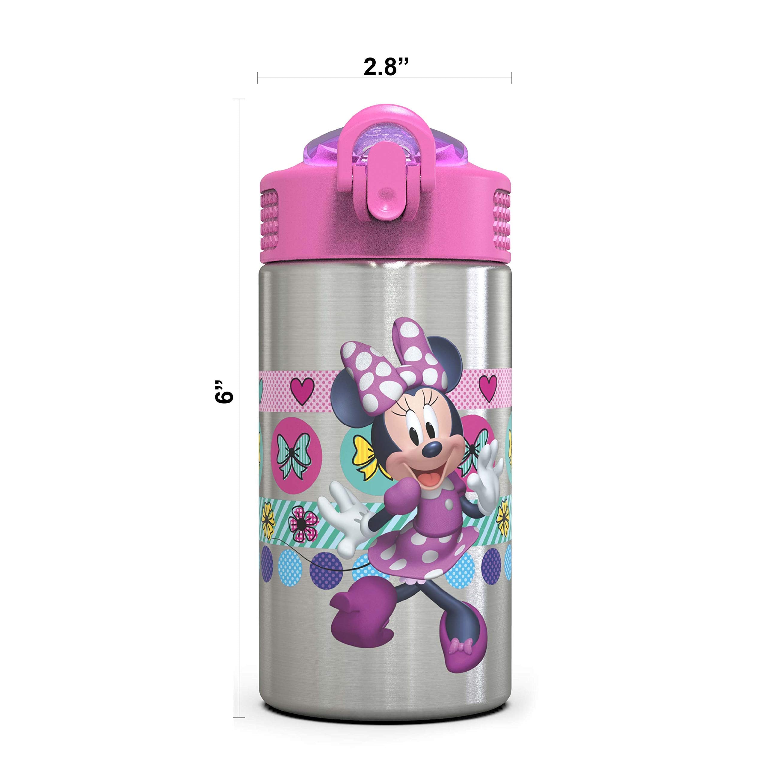 Zak Designs Disney Cars 3 - Stainless Steel Water Bottle with One Hand Operation Action Lid and Built-in Carrying Loop, Kids Water Bottle with Straw Spout is Perfect for Kids (15.5 oz, 18/8)