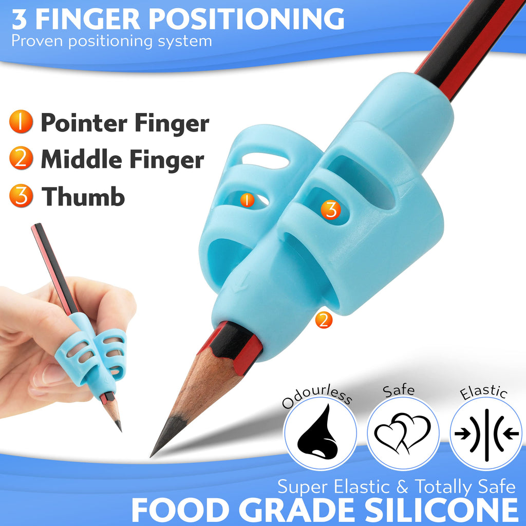 Stylo 6 Pack Pencil Grips for Kids Handwriting - Ergonomic Pencil Grippers for Toddlers Ages 2-5, Preschool & Kindergarten - Left Handed & Right Hand Writing Tools - Occupational Therapy Grip