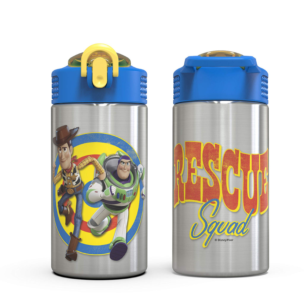 Zak Designs Disney Cars 3 - Stainless Steel Water Bottle with One Hand Operation Action Lid and Built-in Carrying Loop, Kids Water Bottle with Straw Spout is Perfect for Kids (15.5 oz, 18/8)