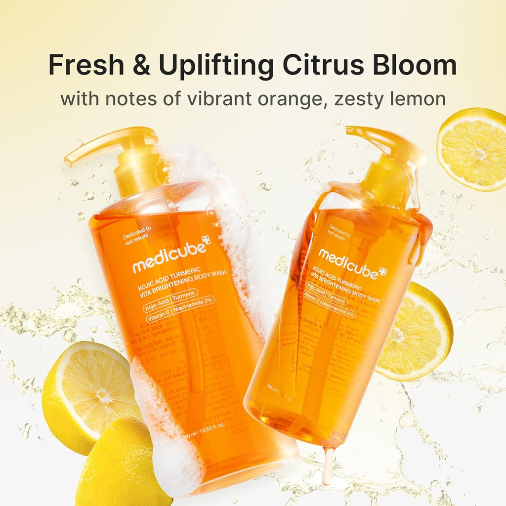 medicube Kojic Acid Body Wash & Tone Duo: Kojc Acid Turmeric Brightening Body Wash and Smothing Toner for Face & Body | Shower 2 Step Routine for Clearer, Brighter Body Skin