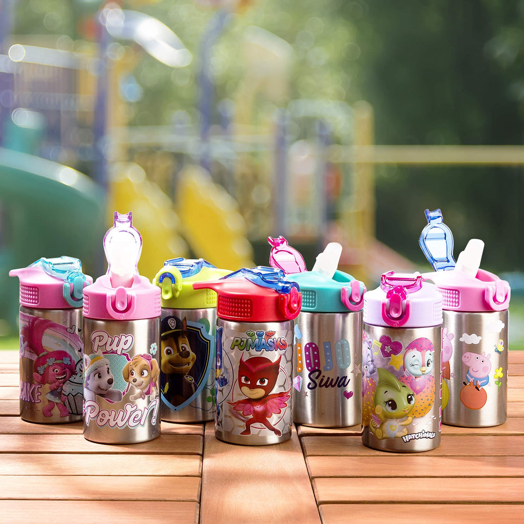 Zak Designs Disney Cars 3 - Stainless Steel Water Bottle with One Hand Operation Action Lid and Built-in Carrying Loop, Kids Water Bottle with Straw Spout is Perfect for Kids (15.5 oz, 18/8)