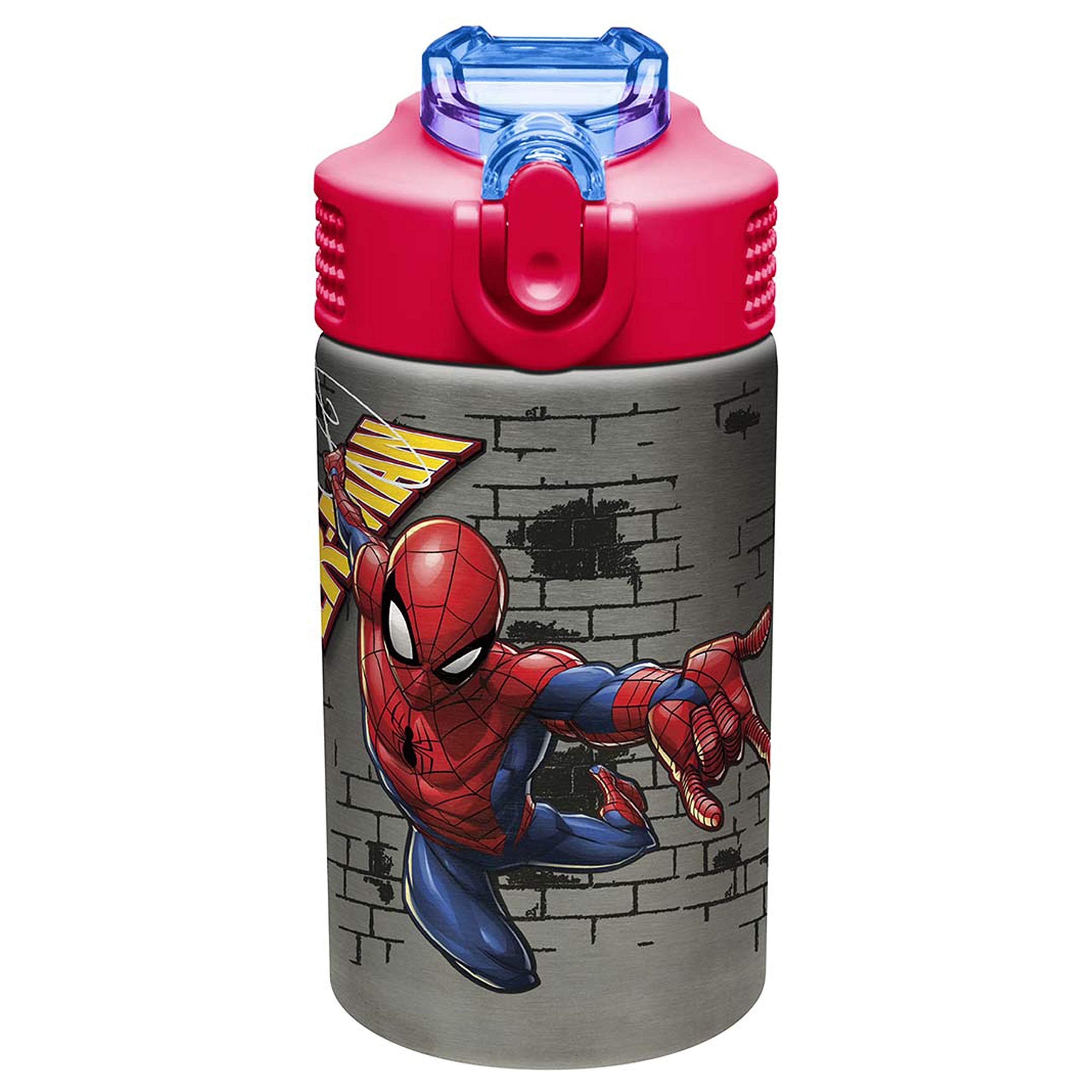 Zak Designs Disney Cars 3 - Stainless Steel Water Bottle with One Hand Operation Action Lid and Built-in Carrying Loop, Kids Water Bottle with Straw Spout is Perfect for Kids (15.5 oz, 18/8)