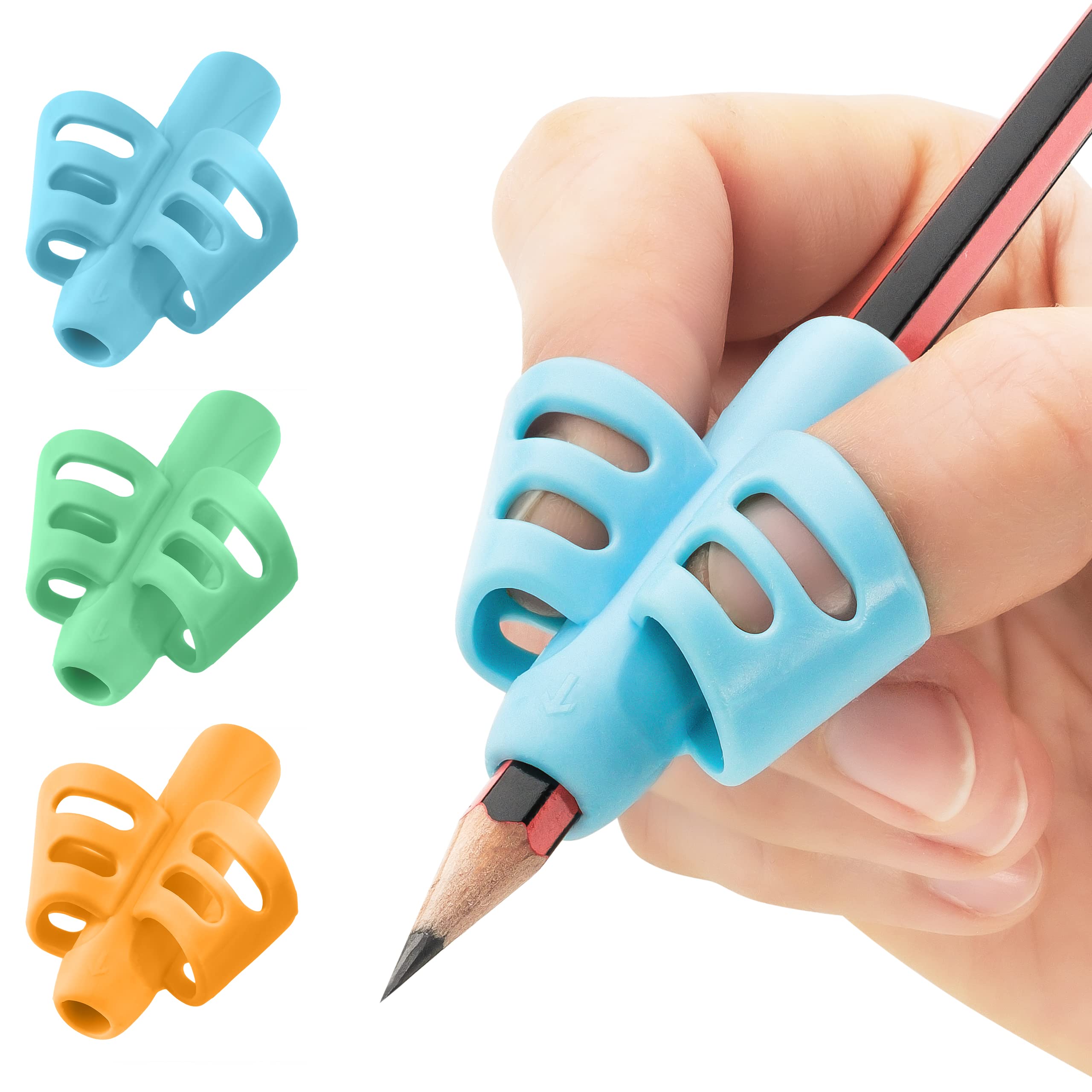 Stylo 6 Pack Pencil Grips for Kids Handwriting - Ergonomic Pencil Grippers for Toddlers Ages 2-5, Preschool & Kindergarten - Left Handed & Right Hand Writing Tools - Occupational Therapy Grip