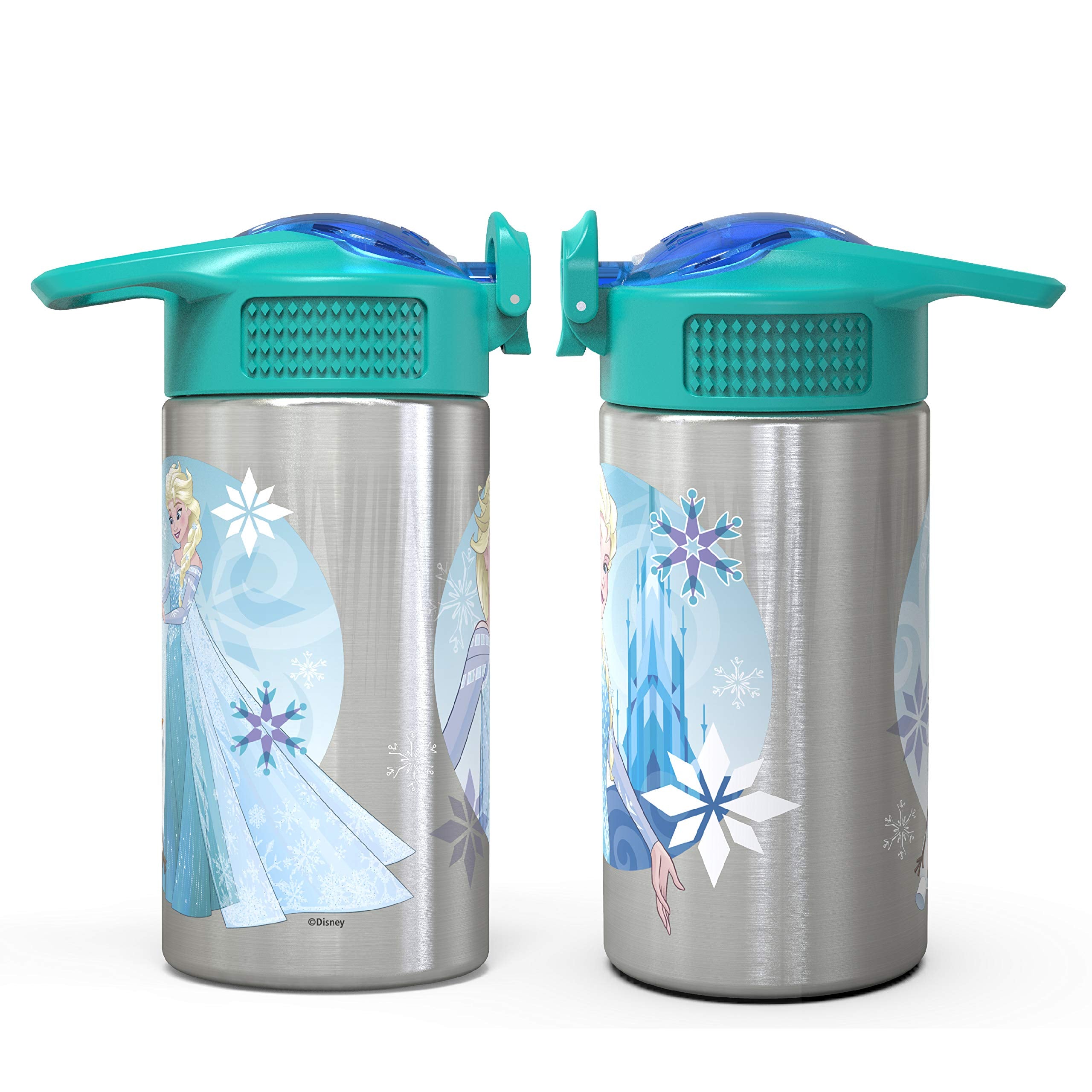 Zak Designs Disney Cars 3 - Stainless Steel Water Bottle with One Hand Operation Action Lid and Built-in Carrying Loop, Kids Water Bottle with Straw Spout is Perfect for Kids (15.5 oz, 18/8)
