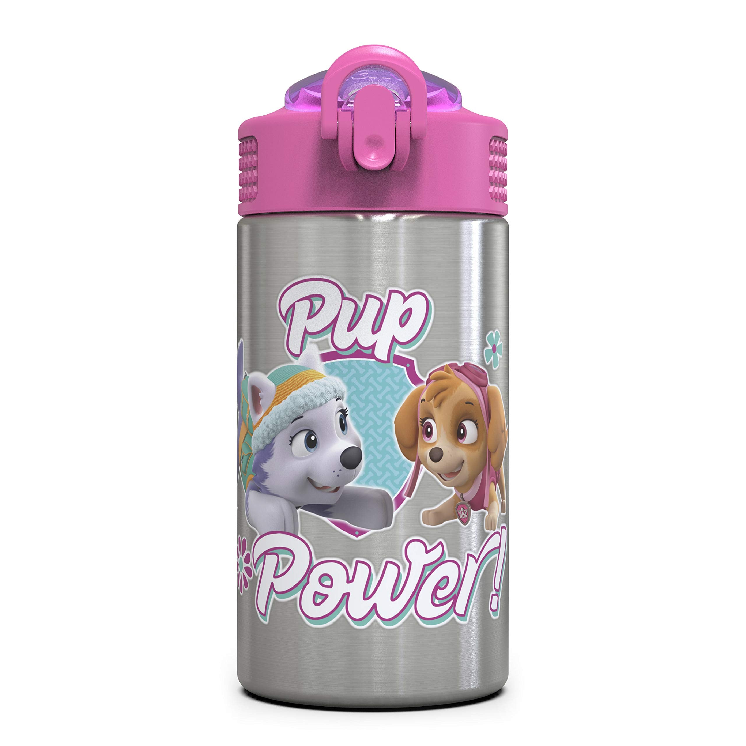 Zak Designs Disney Cars 3 - Stainless Steel Water Bottle with One Hand Operation Action Lid and Built-in Carrying Loop, Kids Water Bottle with Straw Spout is Perfect for Kids (15.5 oz, 18/8)