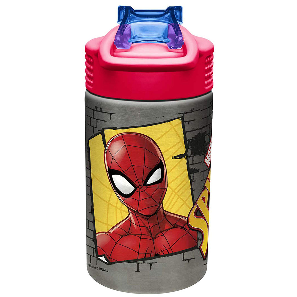 Zak Designs Disney Cars 3 - Stainless Steel Water Bottle with One Hand Operation Action Lid and Built-in Carrying Loop, Kids Water Bottle with Straw Spout is Perfect for Kids (15.5 oz, 18/8)