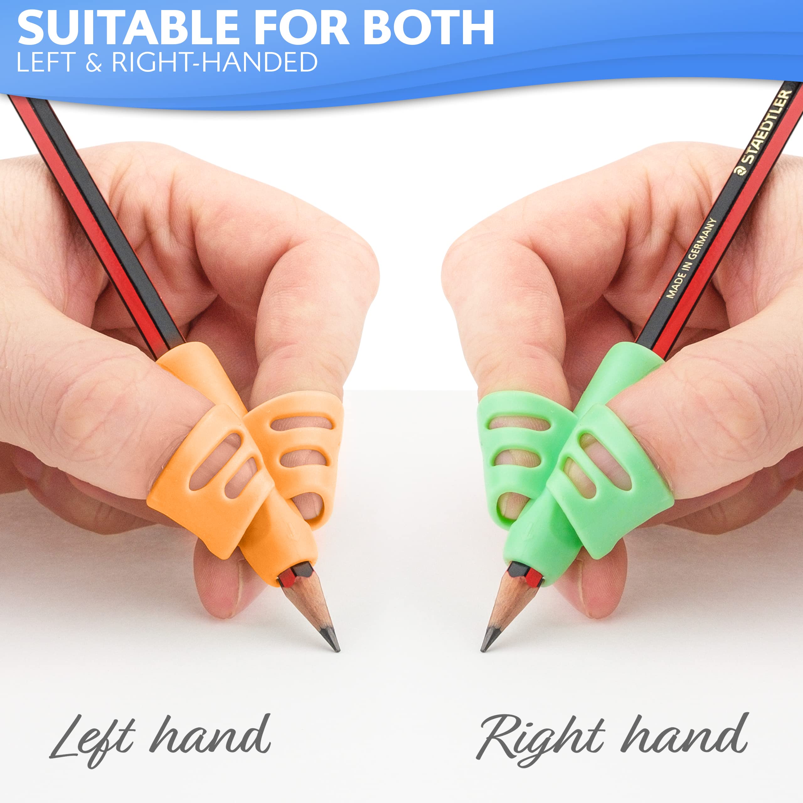Stylo 6 Pack Pencil Grips for Kids Handwriting - Ergonomic Pencil Grippers for Toddlers Ages 2-5, Preschool & Kindergarten - Left Handed & Right Hand Writing Tools - Occupational Therapy Grip