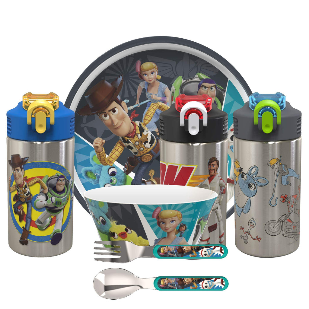 Zak Designs Disney Cars 3 - Stainless Steel Water Bottle with One Hand Operation Action Lid and Built-in Carrying Loop, Kids Water Bottle with Straw Spout is Perfect for Kids (15.5 oz, 18/8)