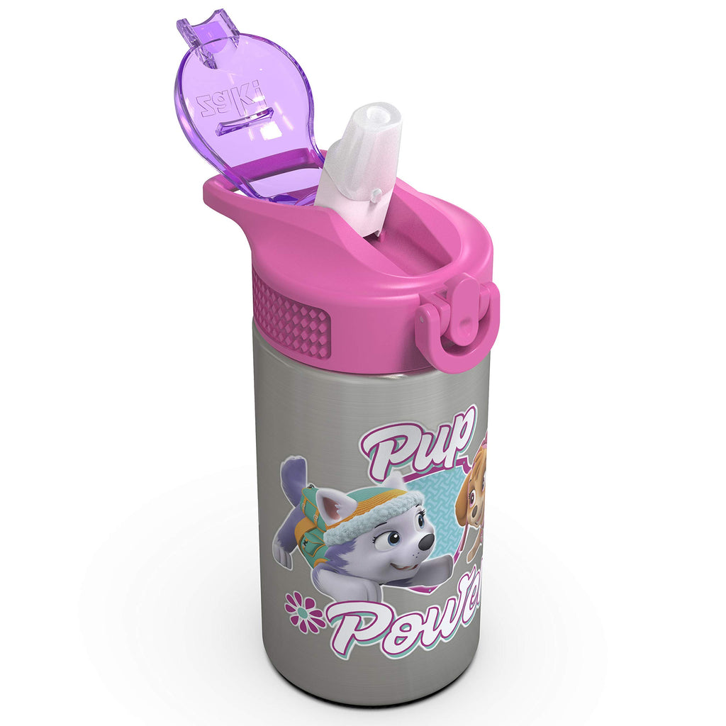 Zak Designs Disney Cars 3 - Stainless Steel Water Bottle with One Hand Operation Action Lid and Built-in Carrying Loop, Kids Water Bottle with Straw Spout is Perfect for Kids (15.5 oz, 18/8)