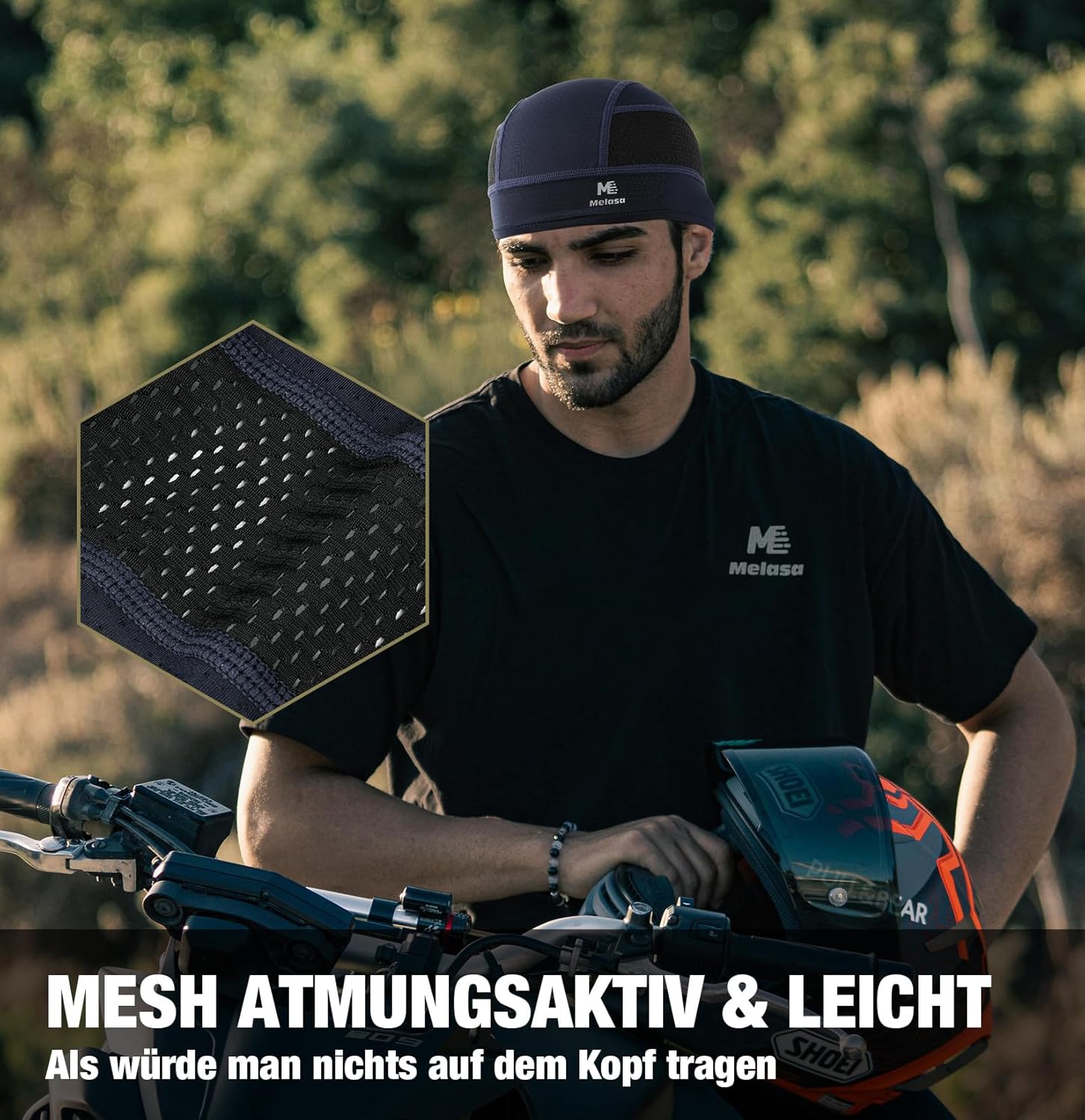 MELASA Cooling Skull Caps Helmet Liner, Lightweight Mesh Under Helmet Cycling Motorcycle Hard Hat Sweat Liner for Men Women