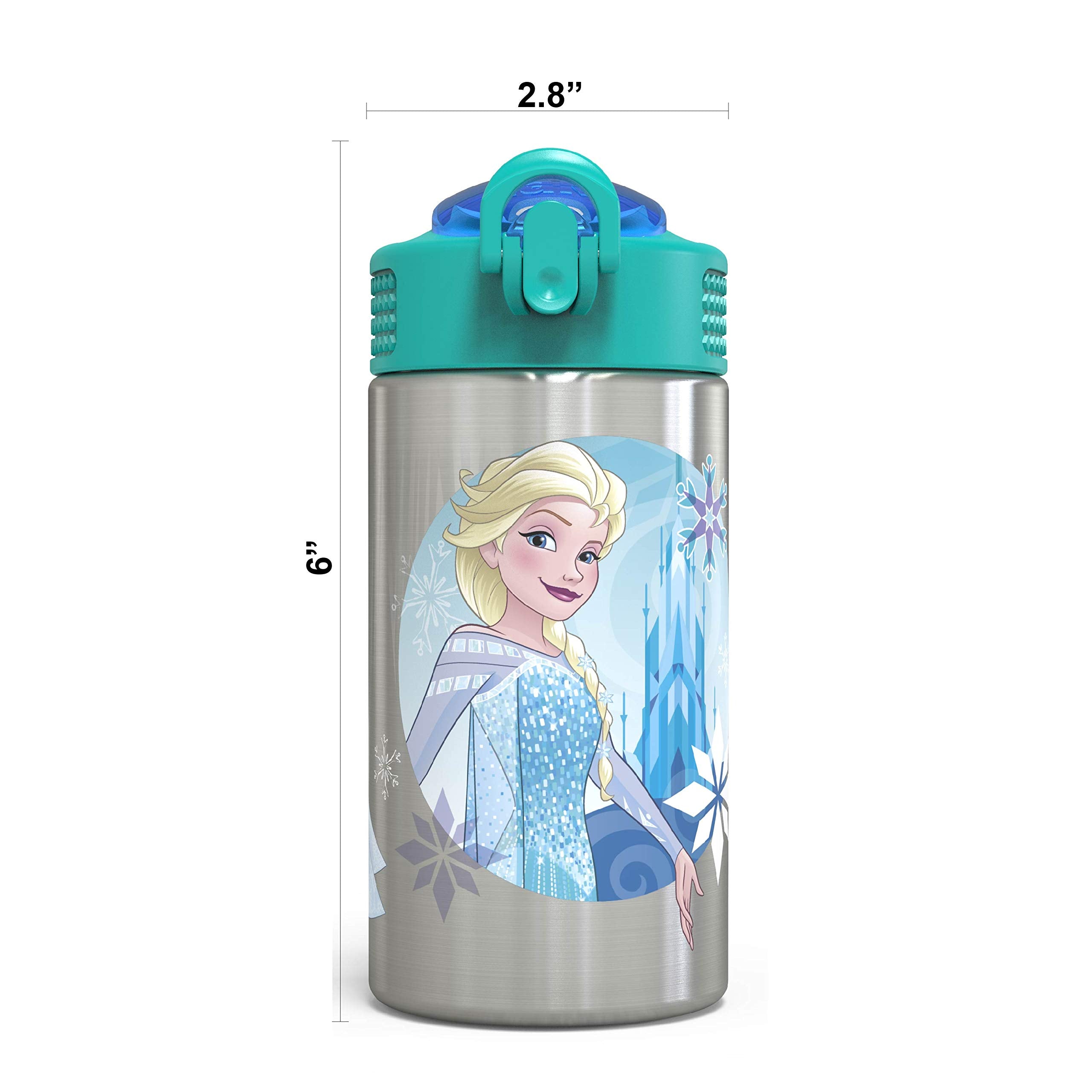 Zak Designs Disney Cars 3 - Stainless Steel Water Bottle with One Hand Operation Action Lid and Built-in Carrying Loop, Kids Water Bottle with Straw Spout is Perfect for Kids (15.5 oz, 18/8)