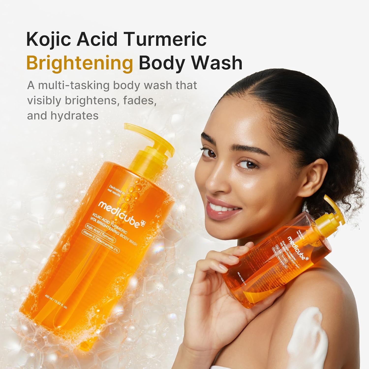 medicube Kojic Acid Body Wash & Tone Duo: Kojc Acid Turmeric Brightening Body Wash and Smothing Toner for Face & Body | Shower 2 Step Routine for Clearer, Brighter Body Skin