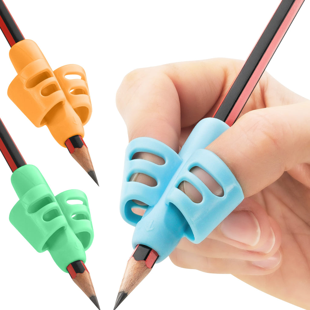 Stylo 6 Pack Pencil Grips for Kids Handwriting - Ergonomic Pencil Grippers for Toddlers Ages 2-5, Preschool & Kindergarten - Left Handed & Right Hand Writing Tools - Occupational Therapy Grip