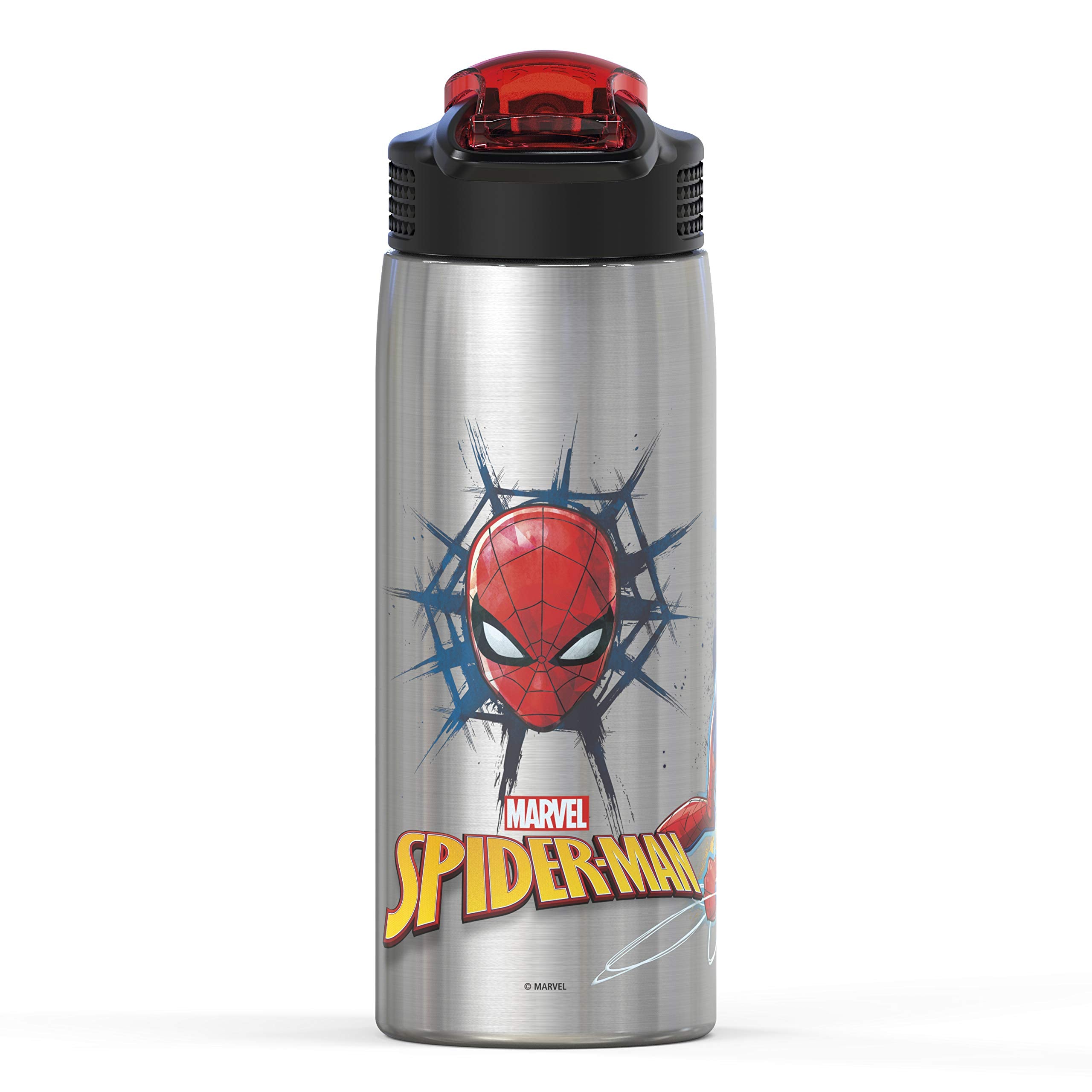 Zak Designs Disney Cars 3 - Stainless Steel Water Bottle with One Hand Operation Action Lid and Built-in Carrying Loop, Kids Water Bottle with Straw Spout is Perfect for Kids (15.5 oz, 18/8)