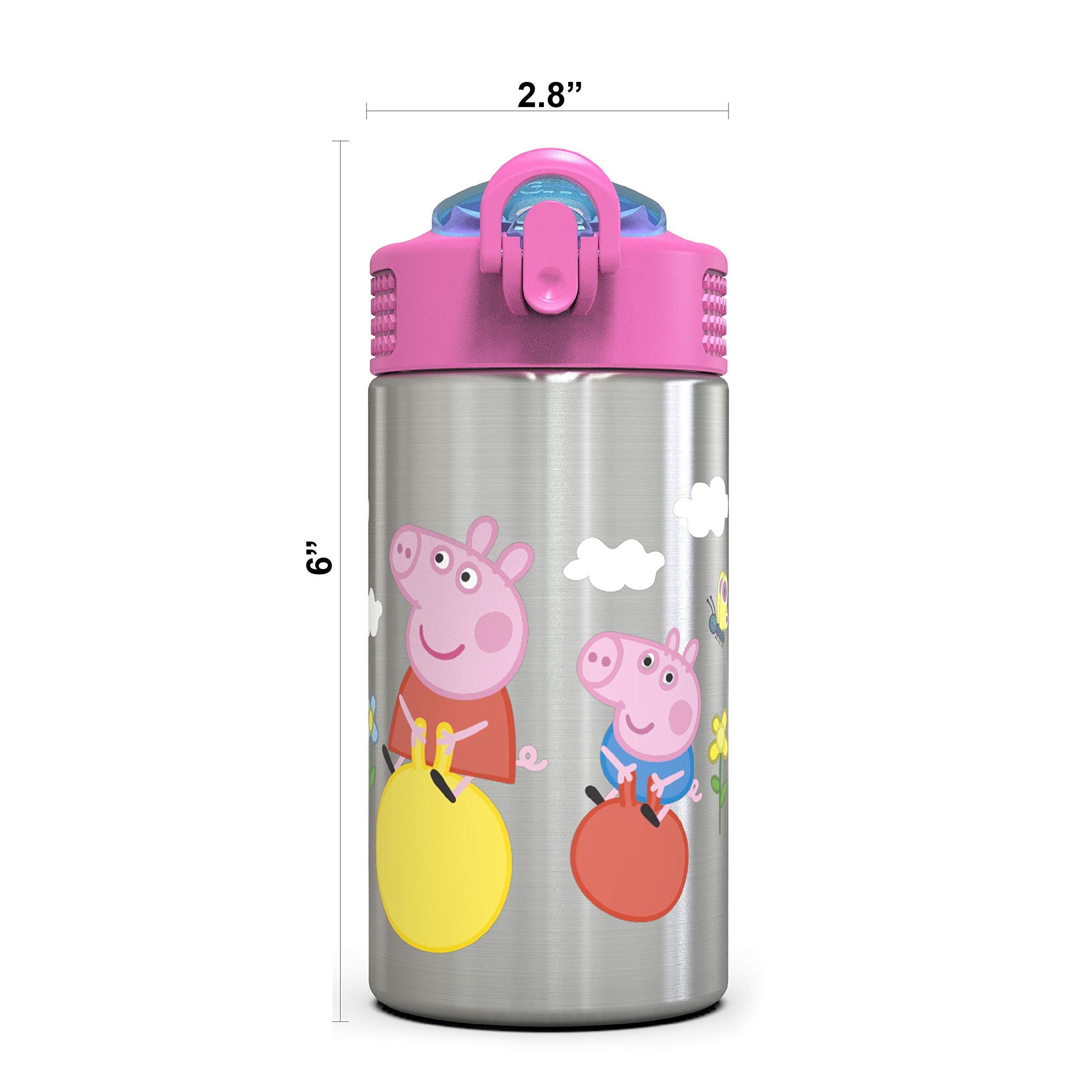 Zak Designs Disney Cars 3 - Stainless Steel Water Bottle with One Hand Operation Action Lid and Built-in Carrying Loop, Kids Water Bottle with Straw Spout is Perfect for Kids (15.5 oz, 18/8)