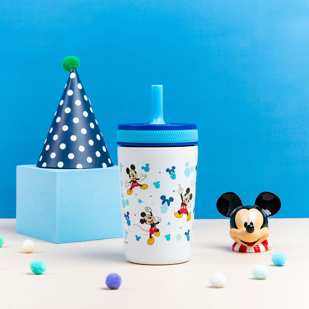 Zak Designs Disney Kelso Toddler Cups For Travel or At Home, 12oz Vacuum Insulated Stainless Steel Sippy Cup With Leak-Proof Design is Perfect For Kids (Mickey Mouse)
